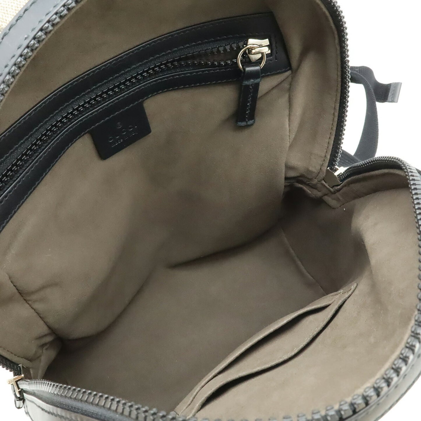 Gucci Beige Black Gg Supreme Canvas Leather Backpack ( )