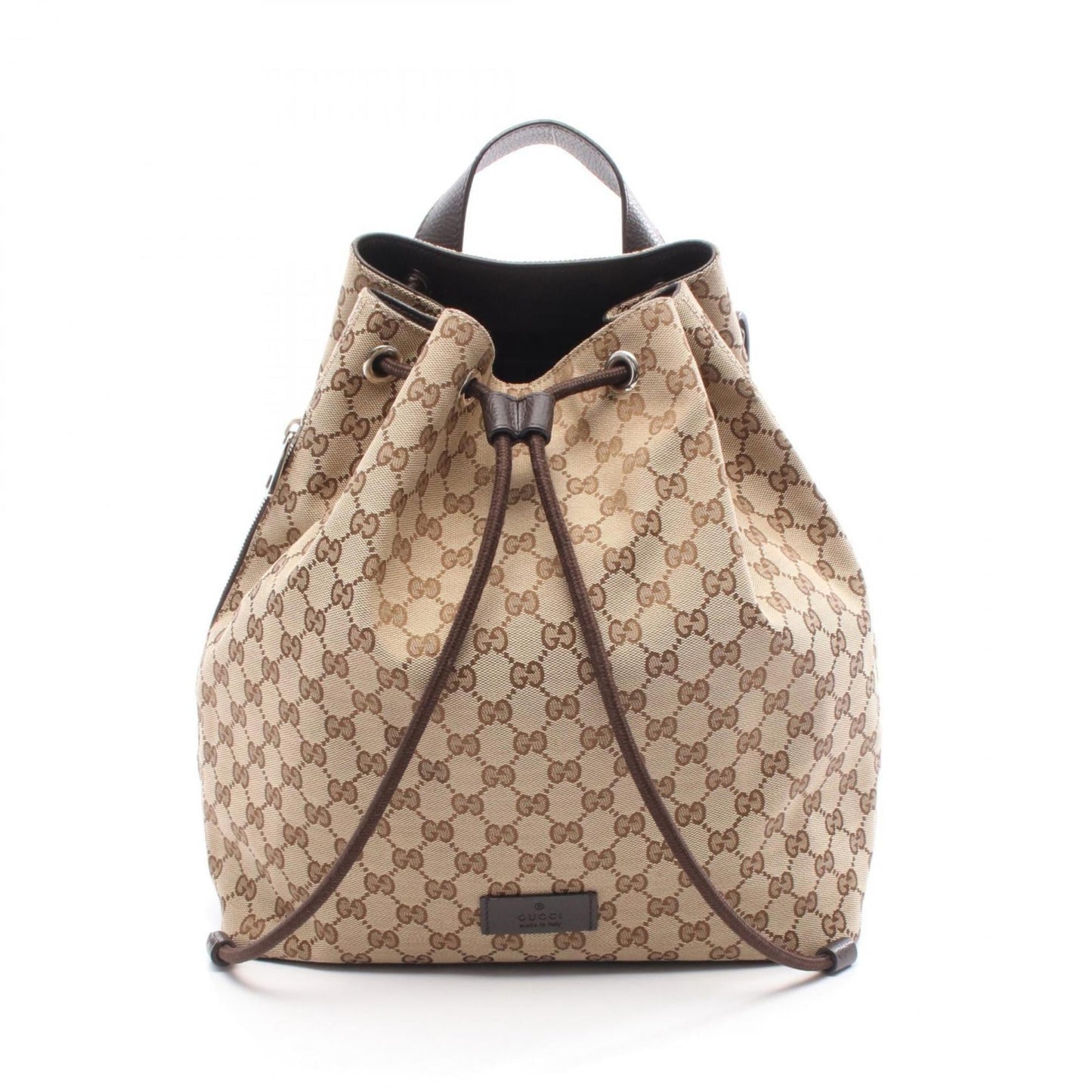 Gucci Beige Brown Gg Canvas Leather Backpack ( )