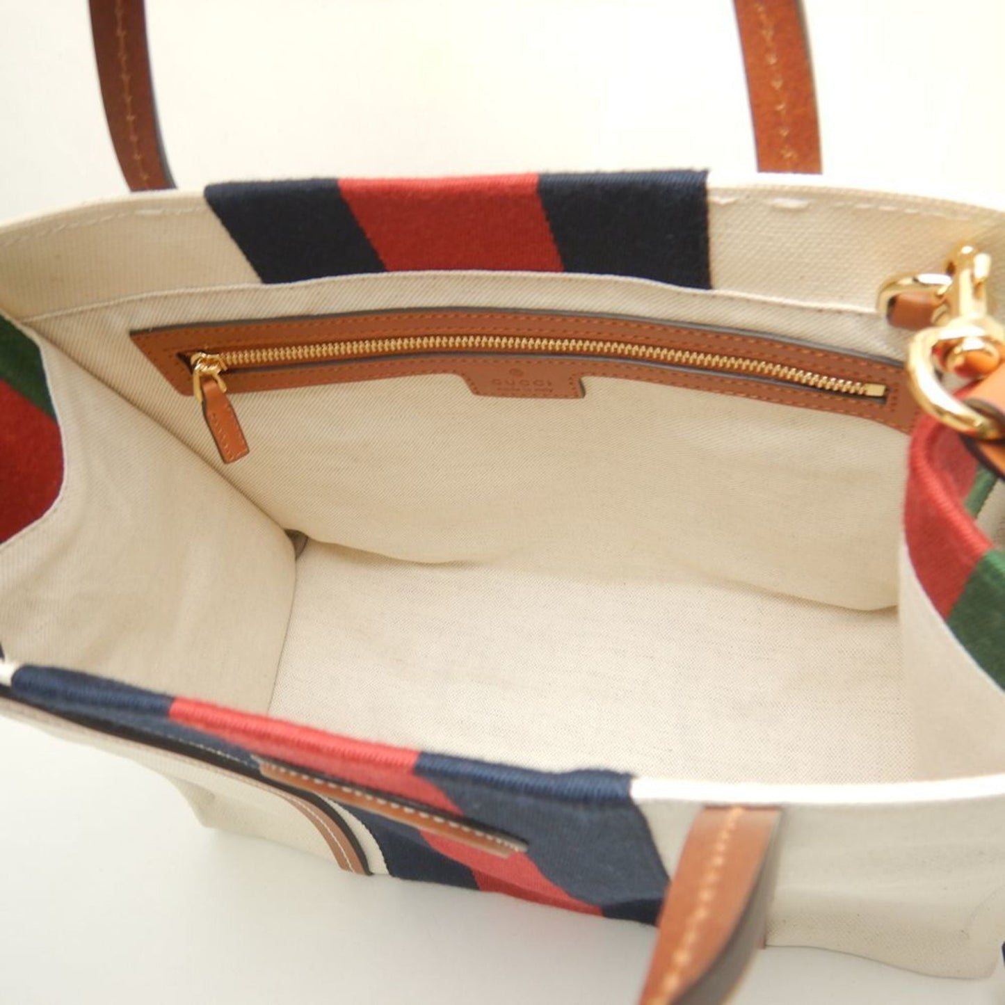Gucci Brown Ivory Canvas Tote Bag ( )