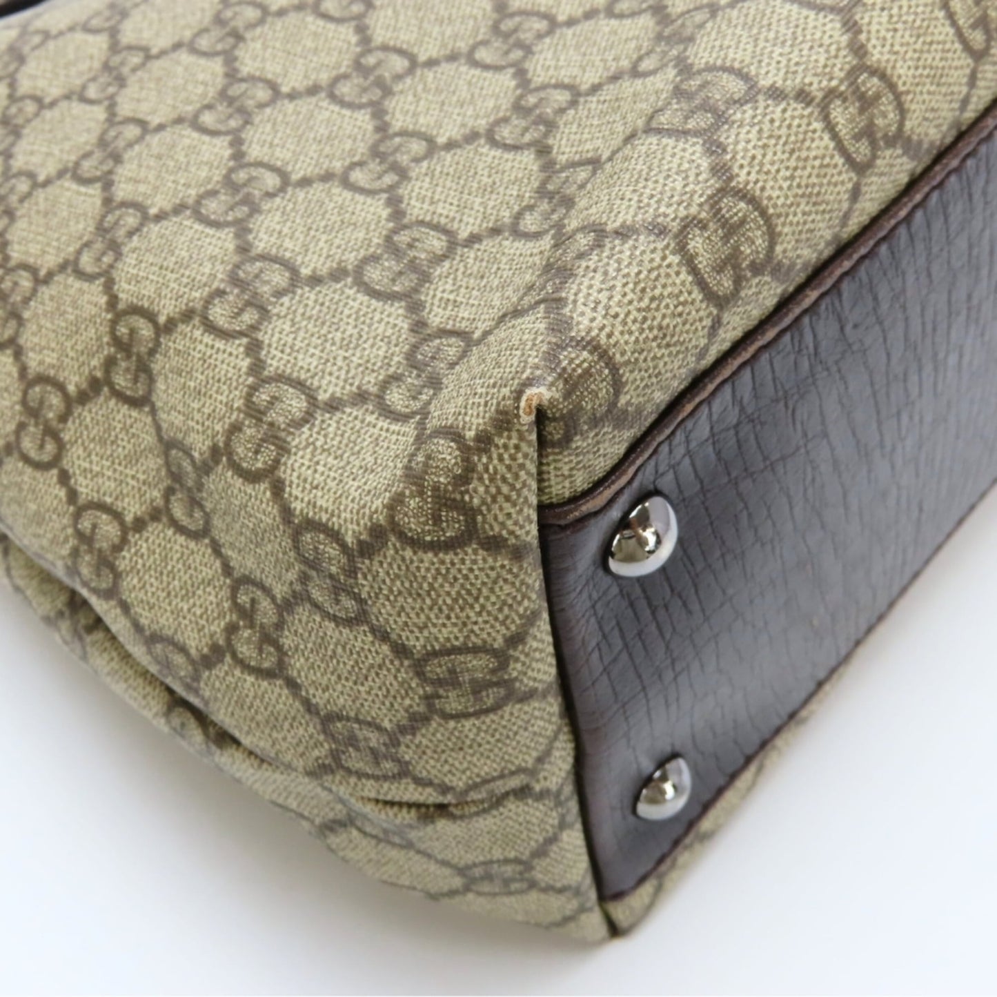 Gucci Beige Brown Gg Supreme Leather Tote Bag ( )