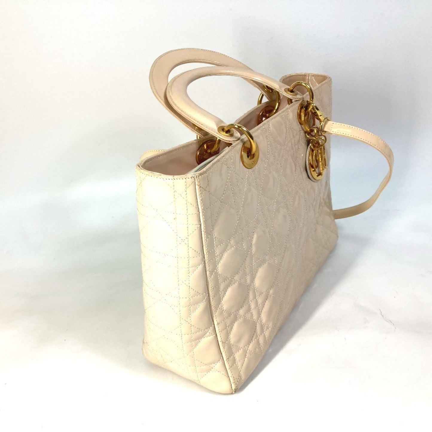Christian Dior Beige Patent Leather Handbag Shoulder Bag ()