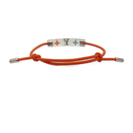 LOUIS VUITTON Bracelet LV Inclusion M69455 Nylon Cord x Resin Orange Silver Hardware Monogram
