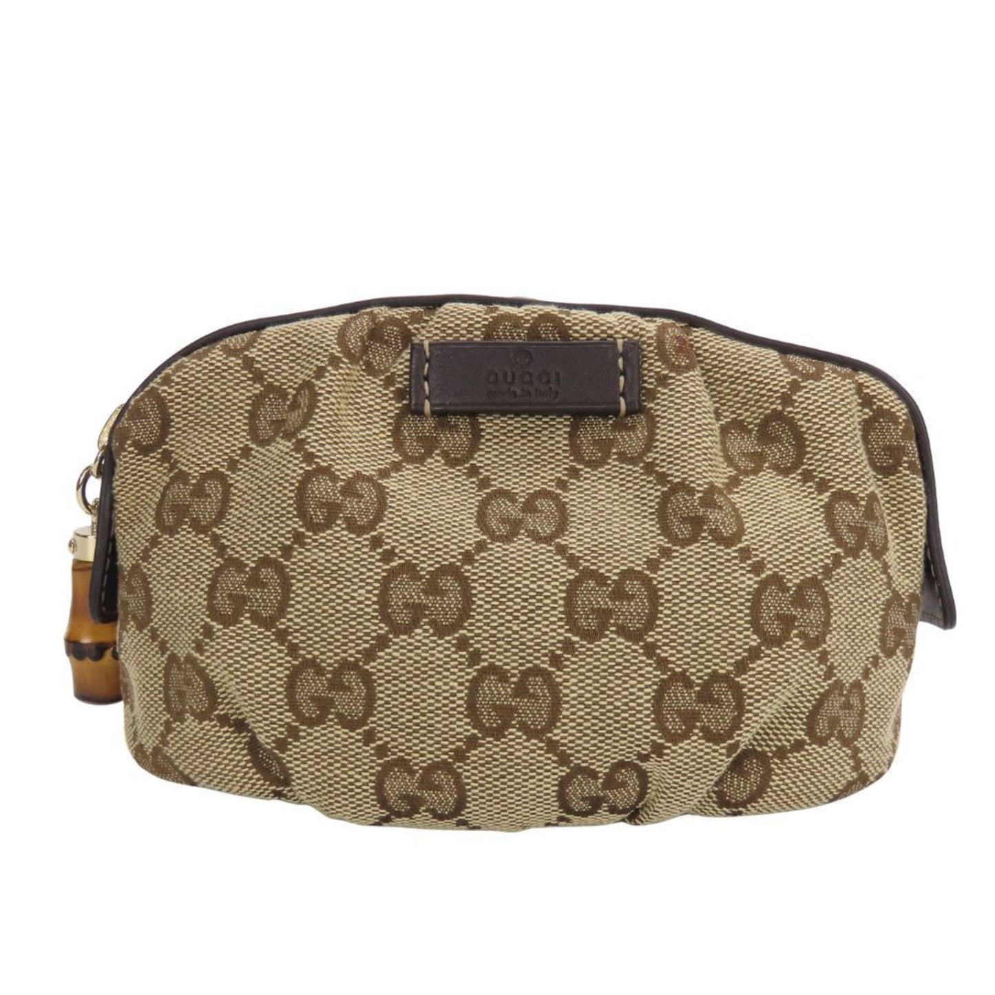 Gucci Beige Dark Brown Gg Canvas Leather Pouch ( )