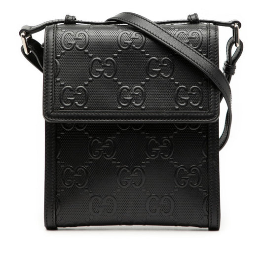 Gucci Black Leather Pvc Shoulder Bag ( )