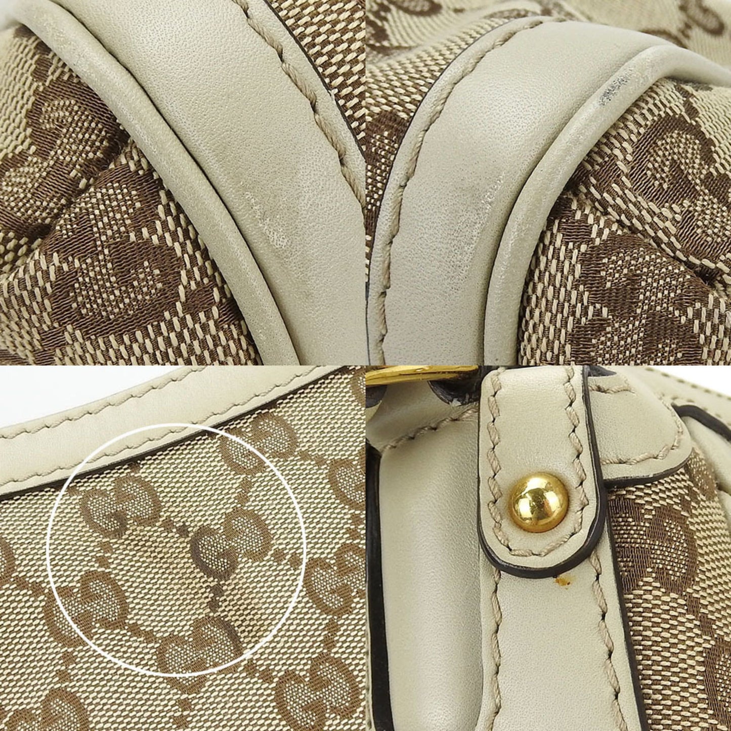 Gucci Gg Canvas Beige Gg Canvas Leather Shoulder Bag ( )