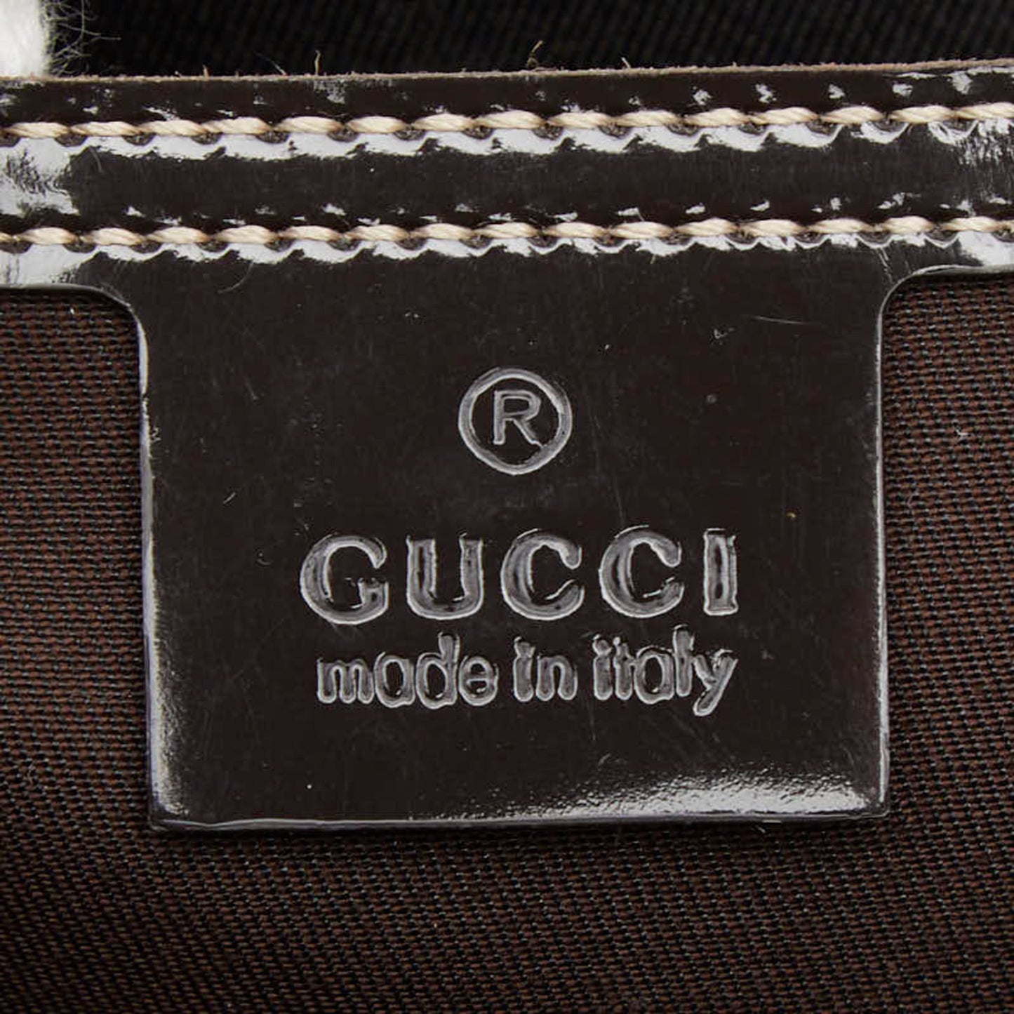 Gucci Beige Brown Pvc Leather Handbag Tote Bag ( )