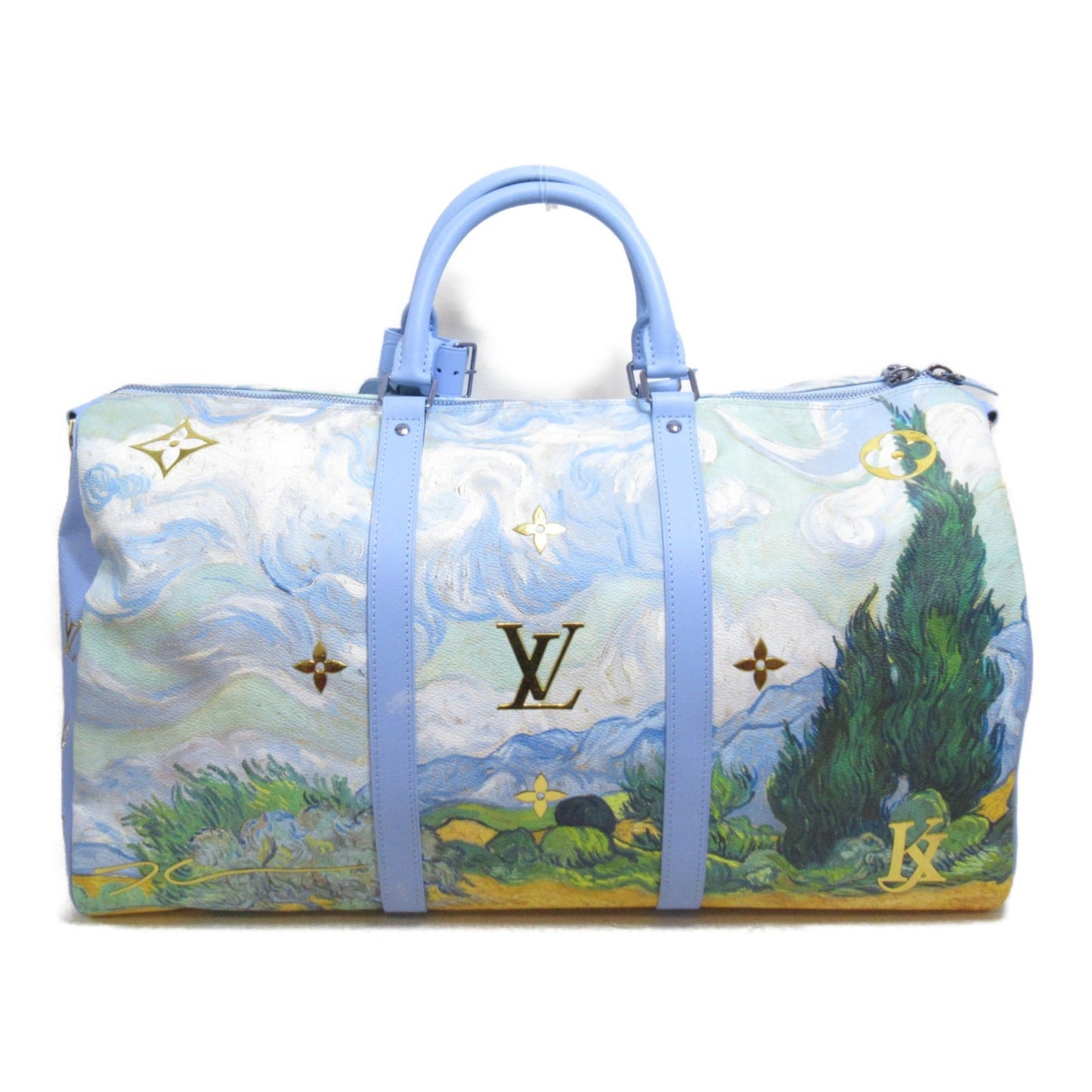 LOUIS VUITTON Van Gogh Keepall Bandouliere 50 Boston Bag Blue PVC coated canvas Masters collection