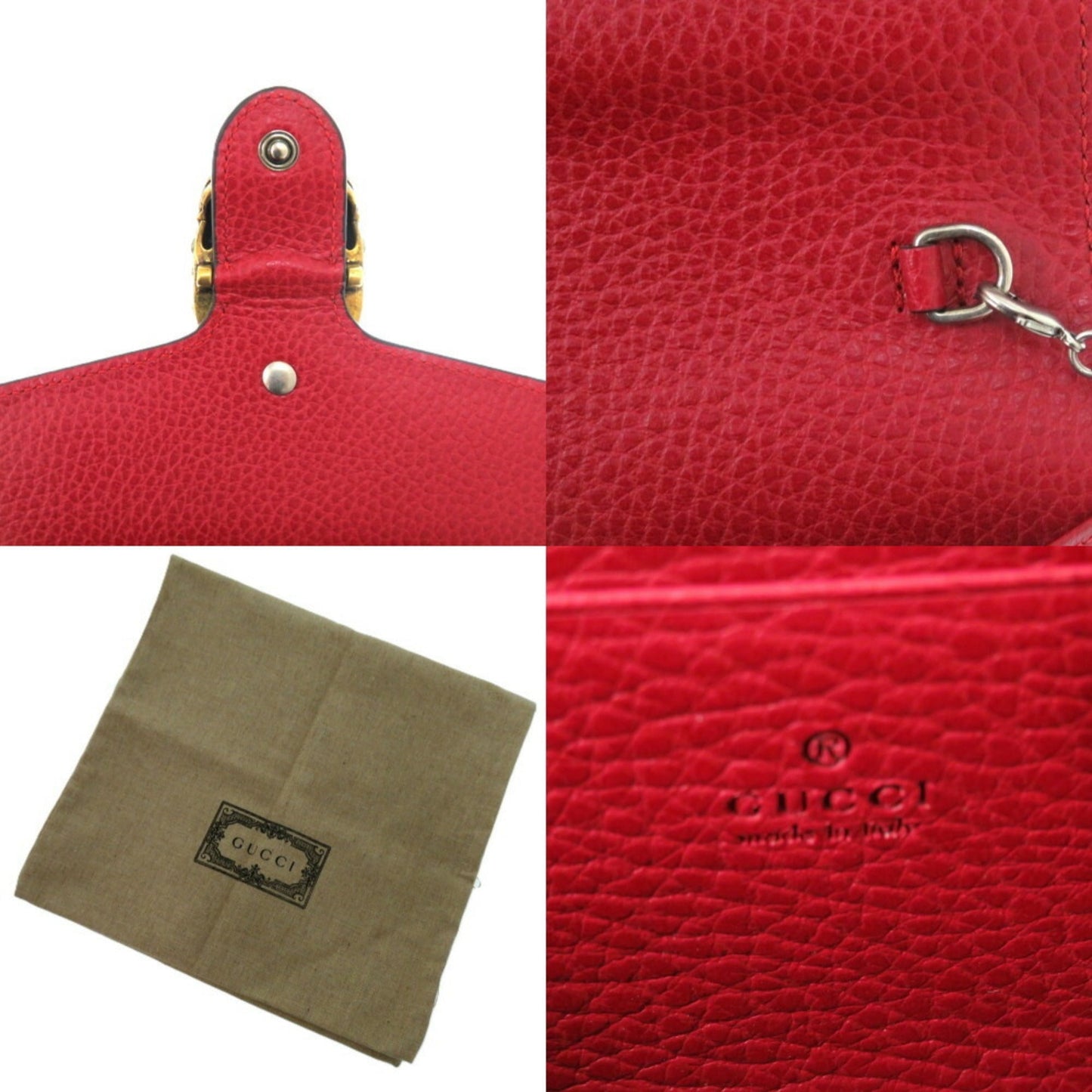 Gucci Red Color Leather Chain/Shoulder Wallet ( )
