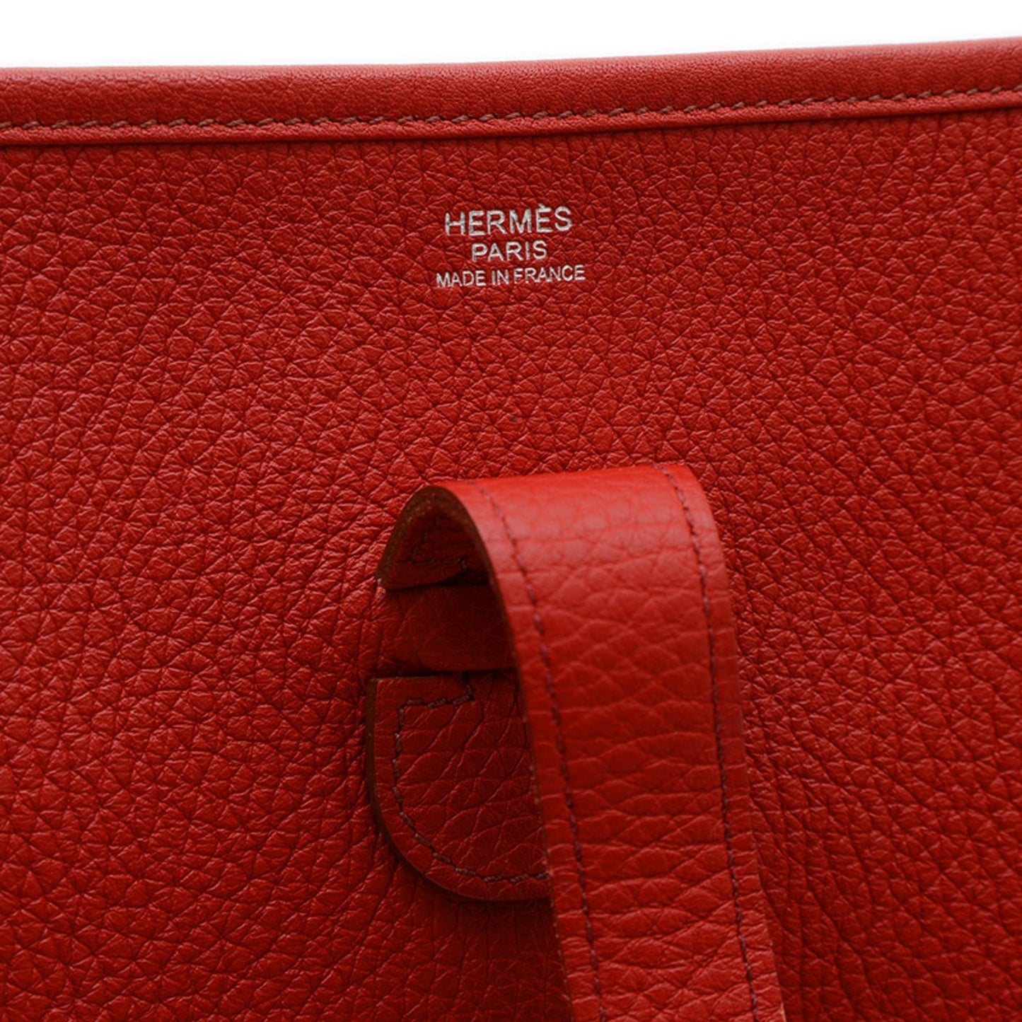 Hermes Red Color Rouge Garance Taurillon Clemence Leather Shoulder Bag ( )