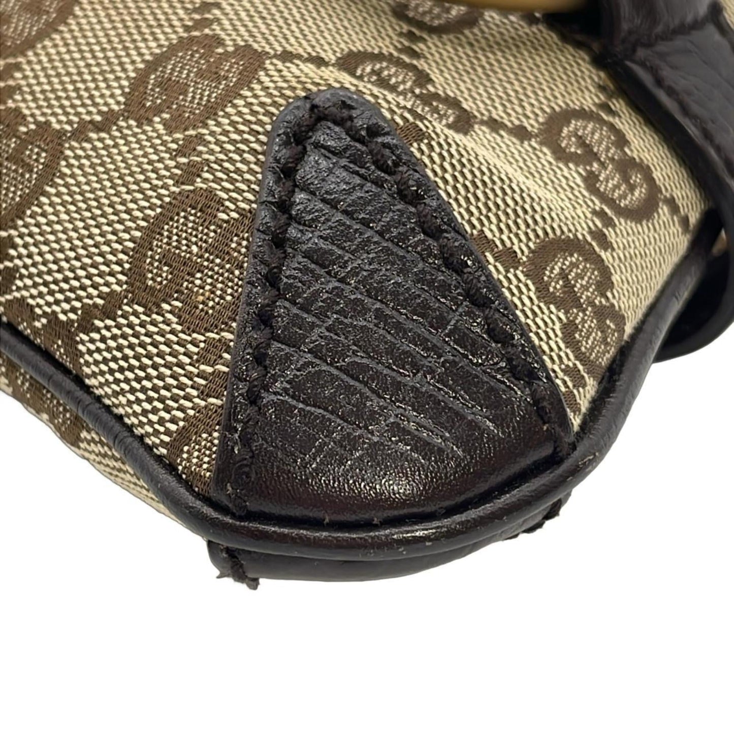 Gucci Beige Brown Gg Canvas Leather Shoulder Bag ( )