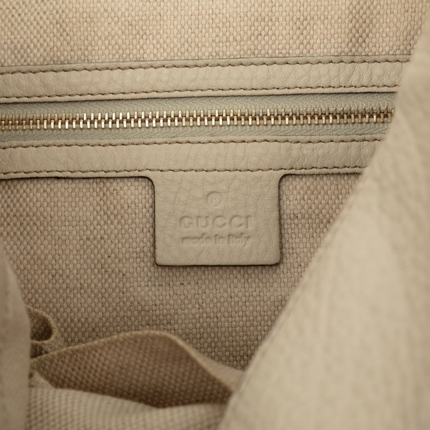 Gucci Beige White Canvas Leather Shoulder Bag ( )