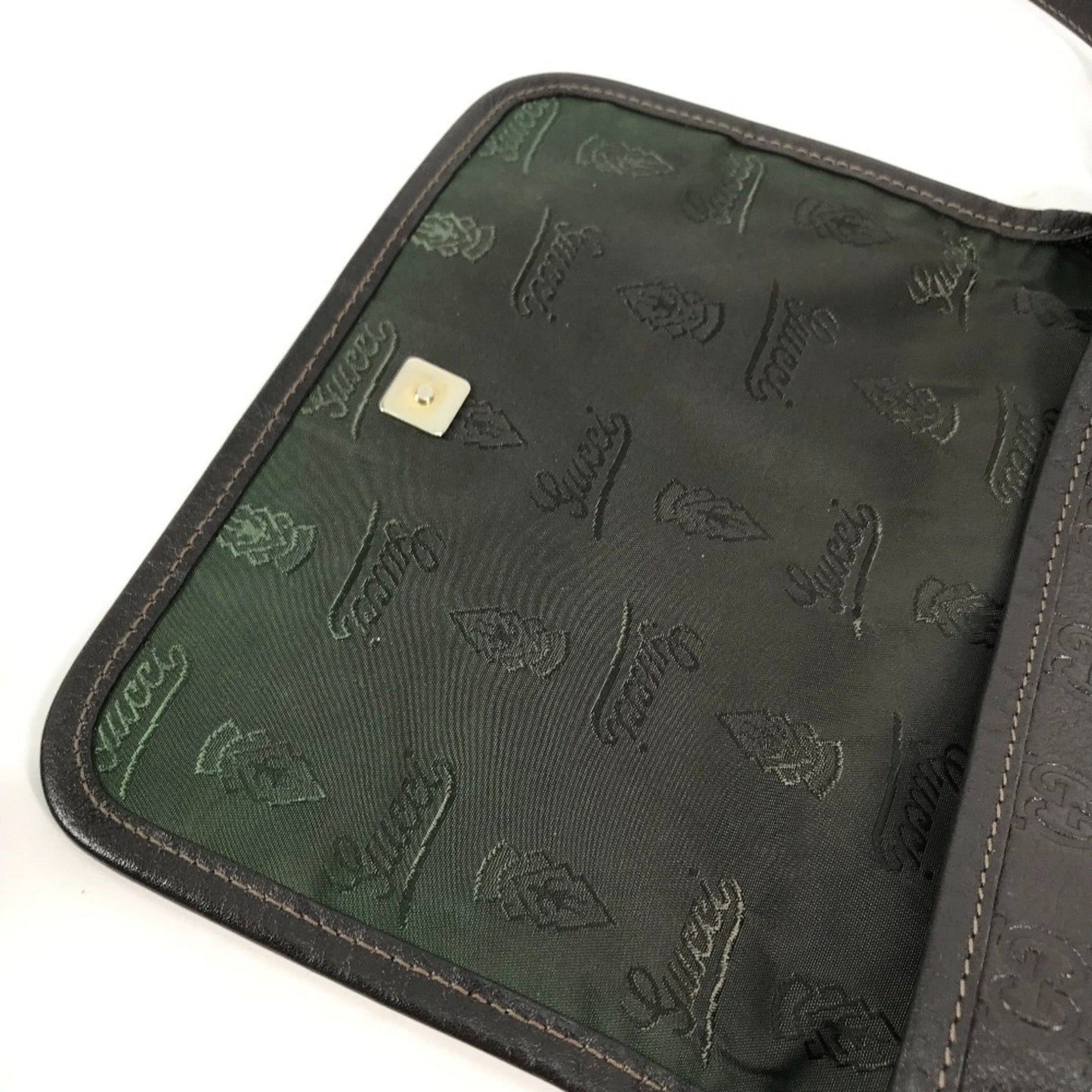 Gucci Dark Brown Leather Pochette Shoulder Bag ( )