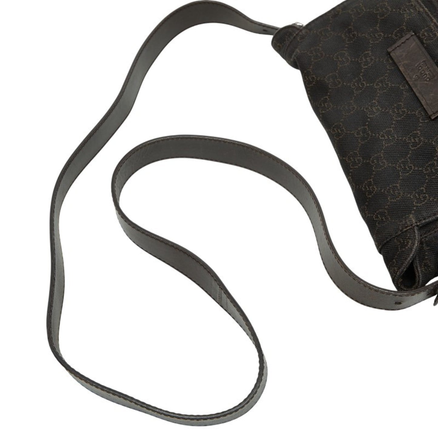 Gucci Brown Canvas Leather Shoulder Bag ( )