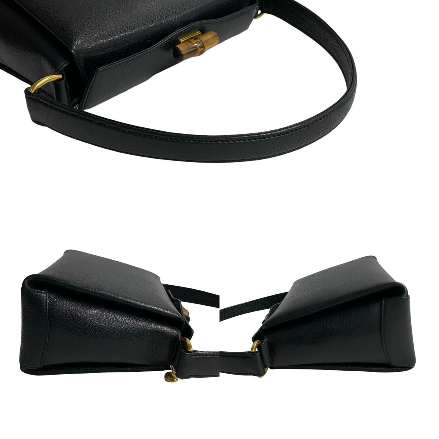 Gucci Black Leather Handbag Tote Bag ( )