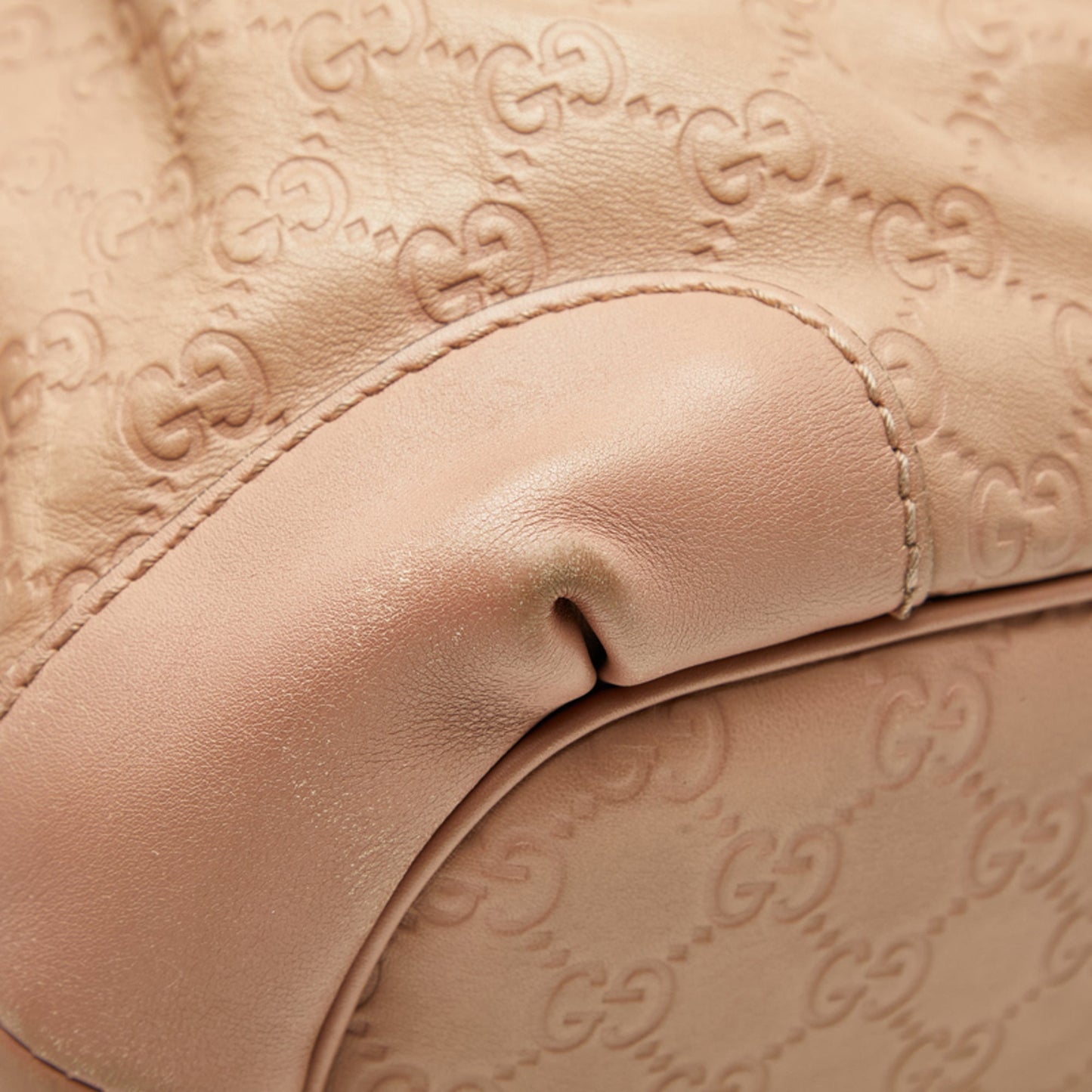 Gucci Beige Pink Canvas Leather Handbag Shoulder Bag ( )