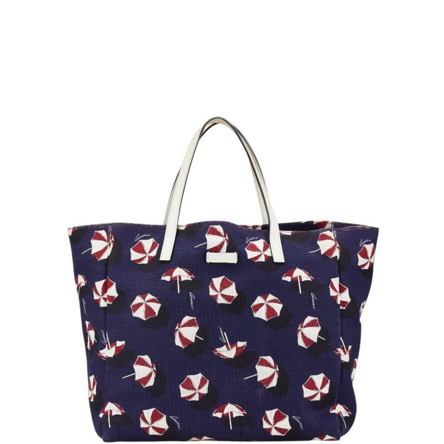 Gucci Multi-Color Navy Canvas Leather Handbag Tote Bag ( )