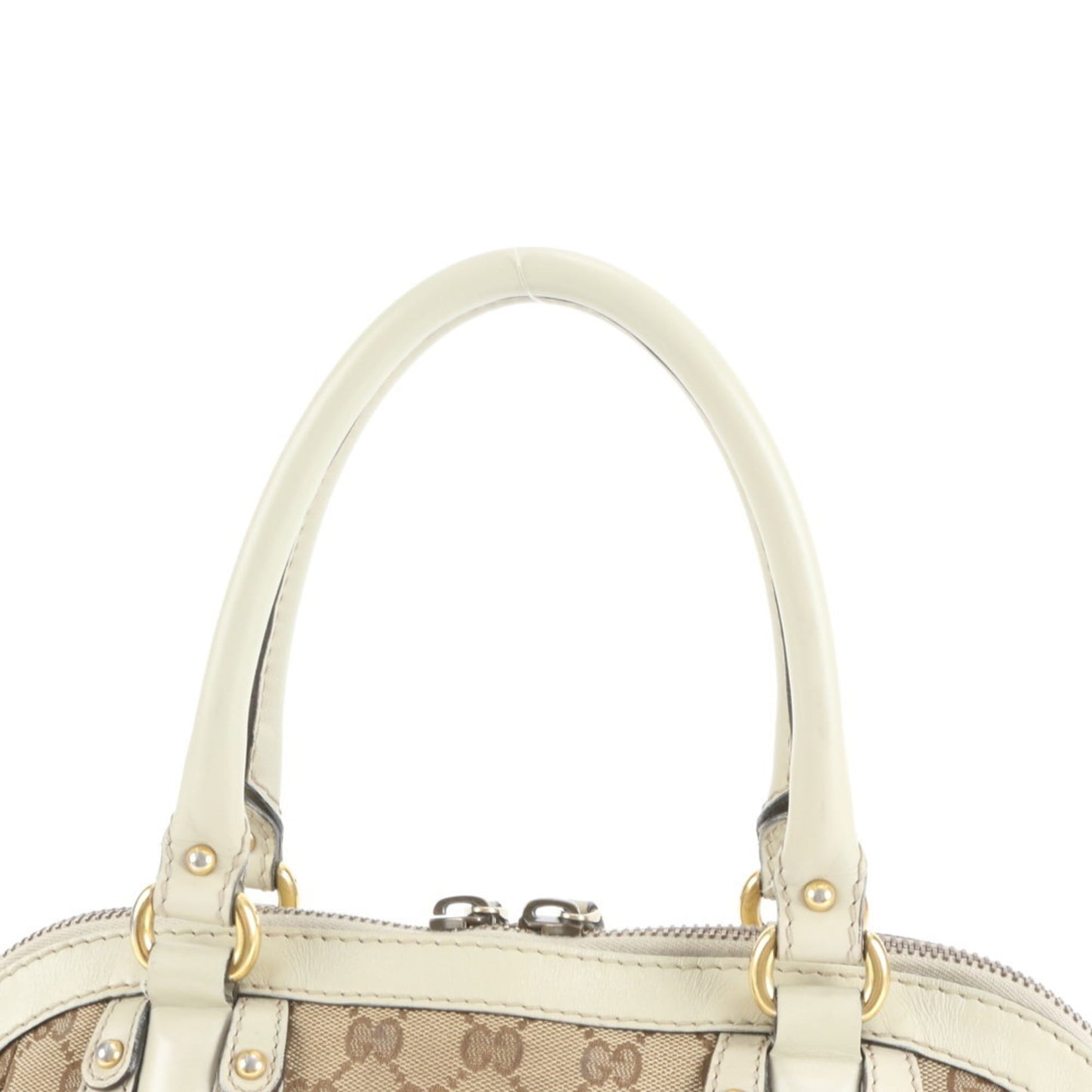 Gucci Beige Leather Canvas Shoulder Bag ( )