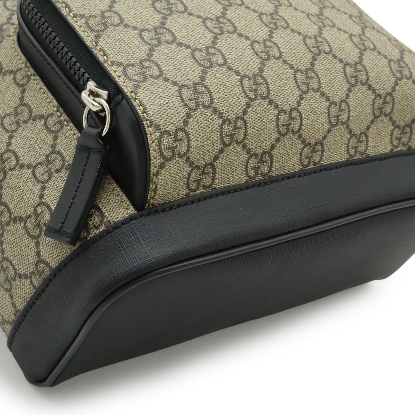 Gucci Beige Black Gg Supreme Canvas Leather Backpack ( )