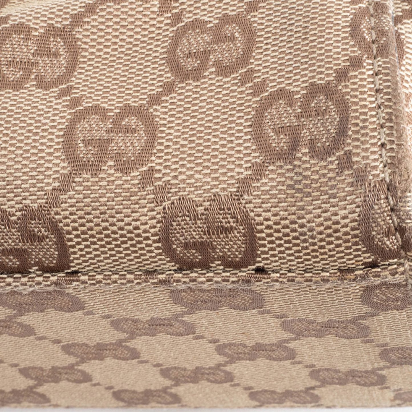 Gucci Beige Black Bamboo Canvas Handbag ( )