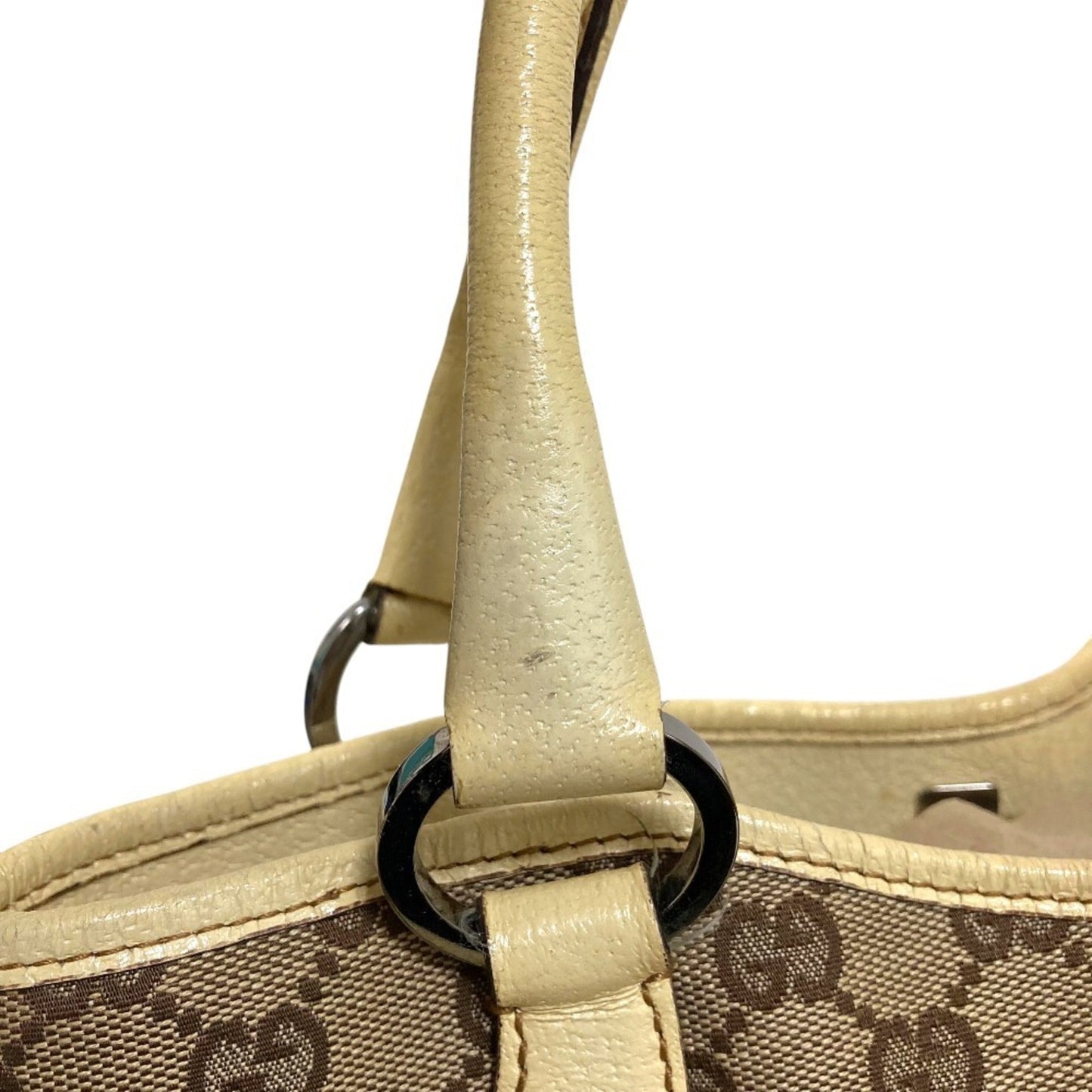Gucci Beige Gg Canvas Leather Handbag ( )