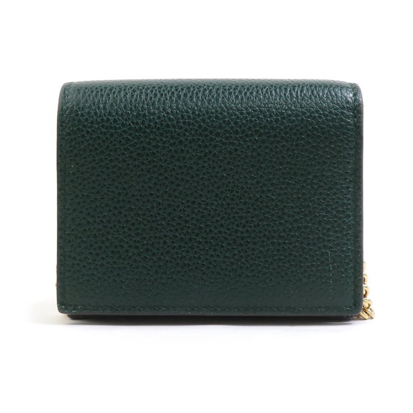 Gucci Gold Silver Dark Green Leather Metal Chain/Shoulder Wallet ( )