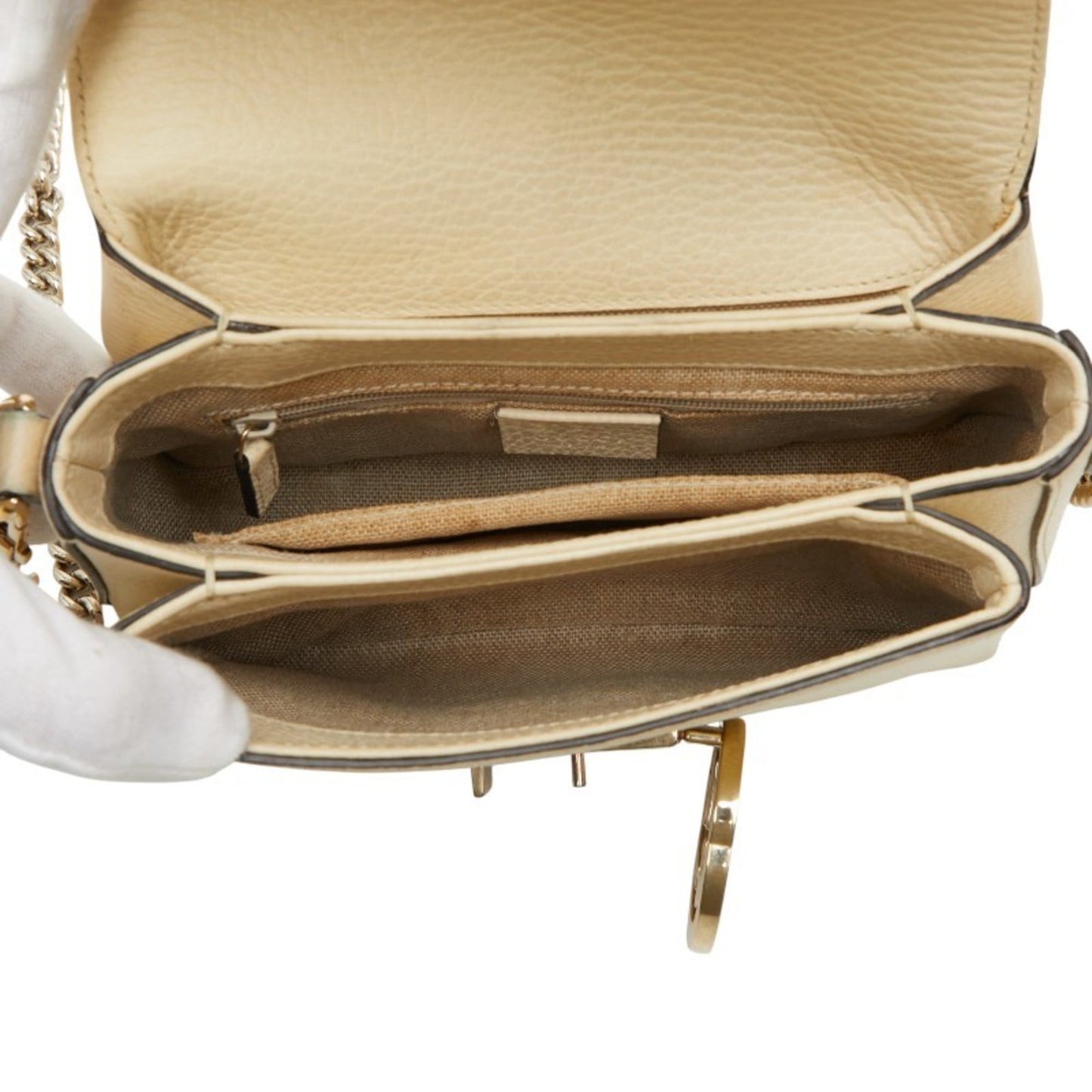 Gucci Beige Ivory Leather Shoulder Bag ( )