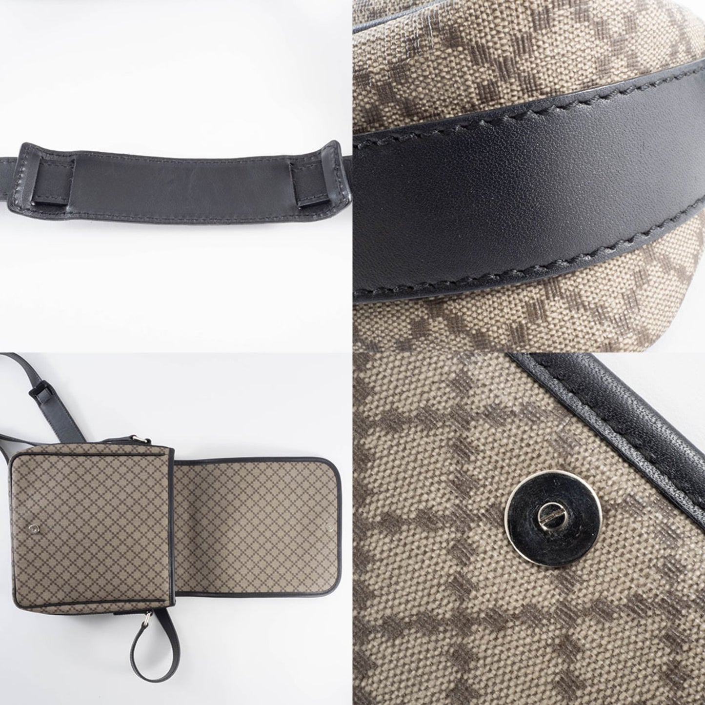 Gucci Beige Black Pvc Leather Shoulder Bag ( )