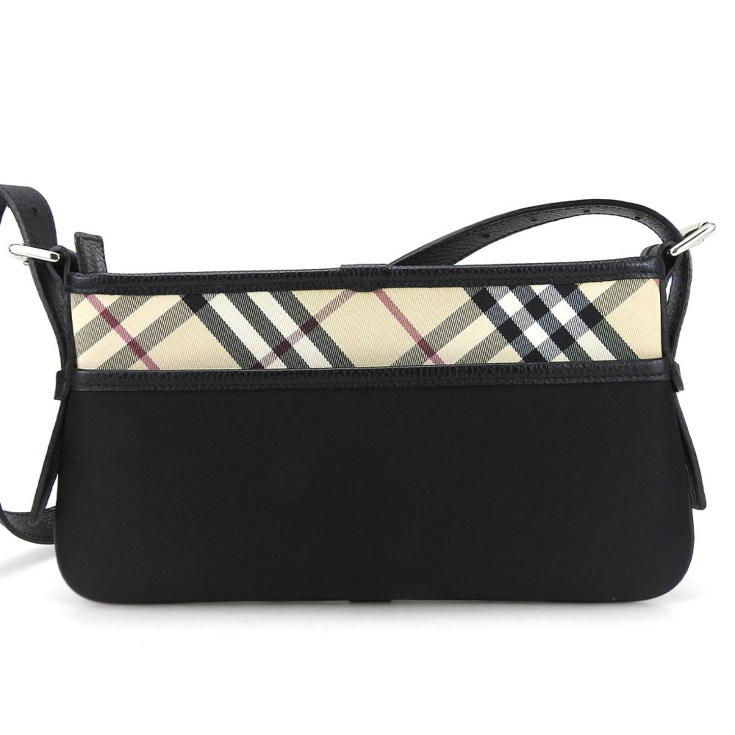 Burberry Beige Black Canvas Leather Shoulder Bag ( )