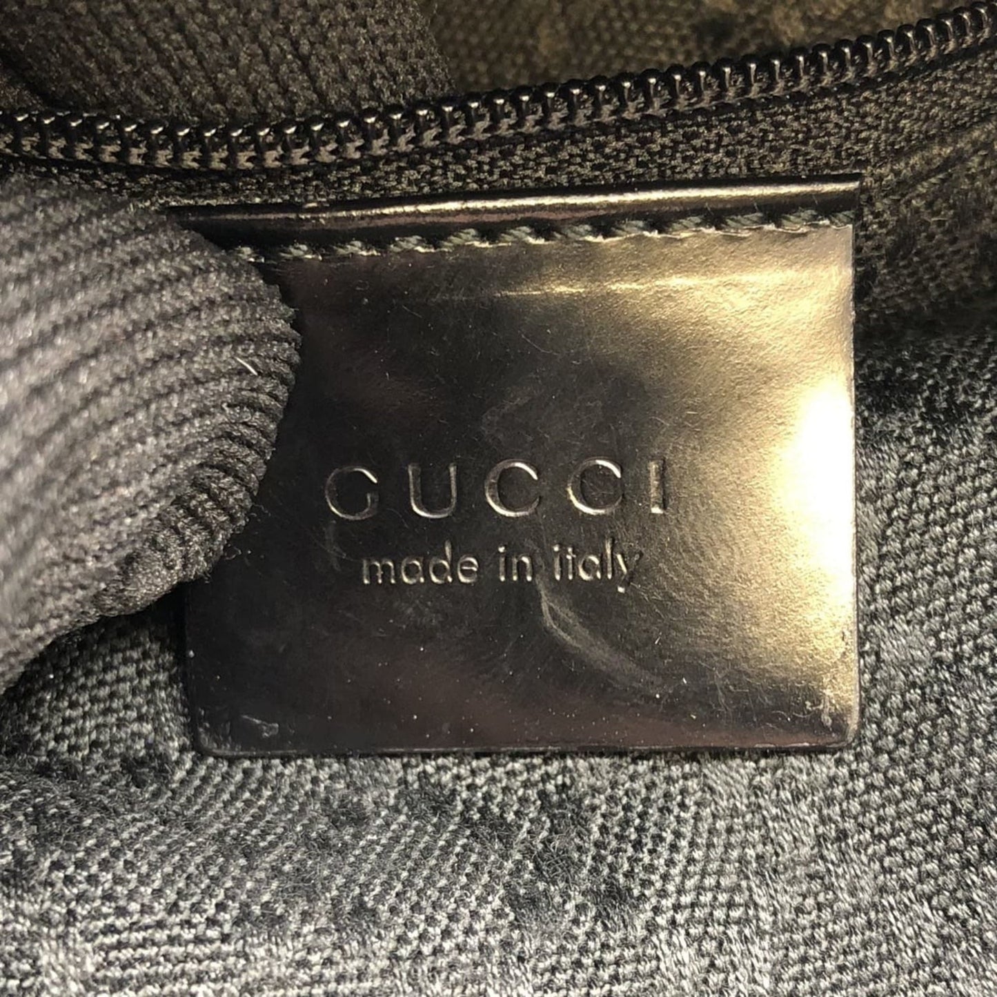 Gucci Black Canvas Leather Handbag Shoulder Bag ( )