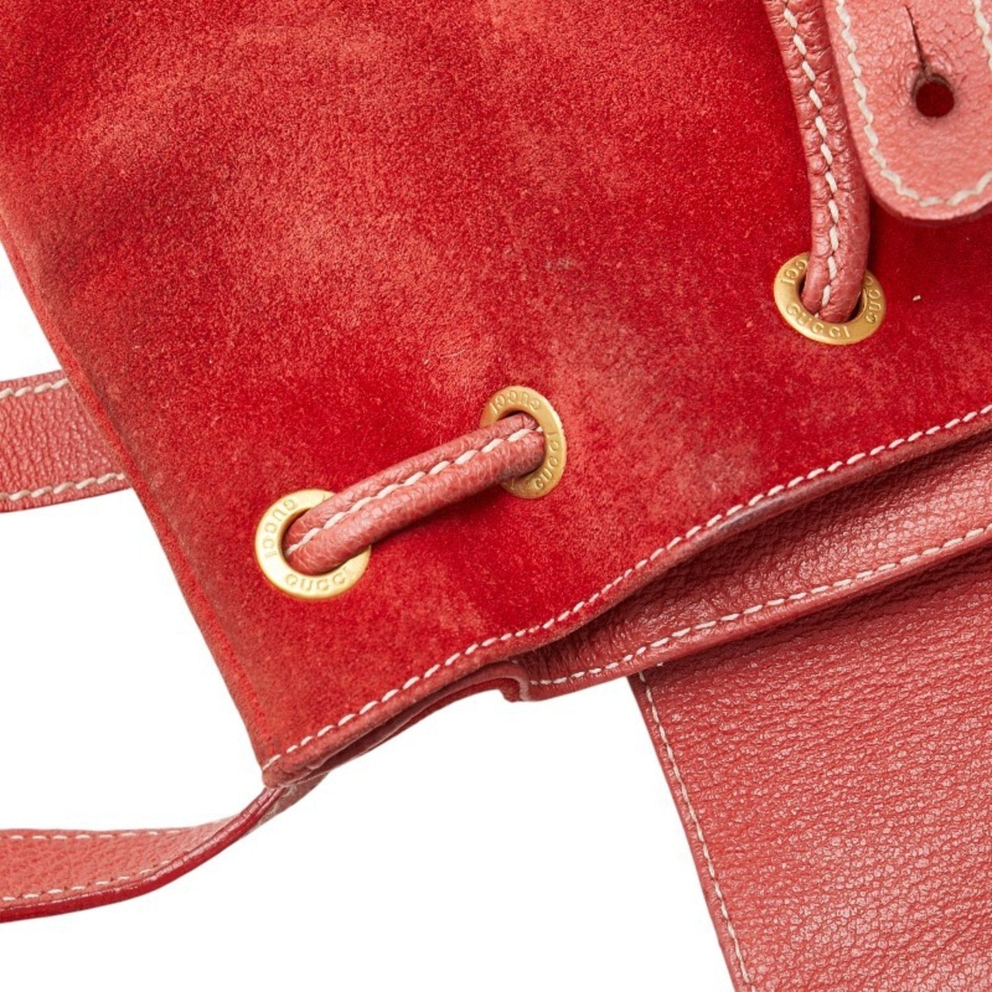 Gucci Bamboo Red Color Suede Leather Backpack ( )