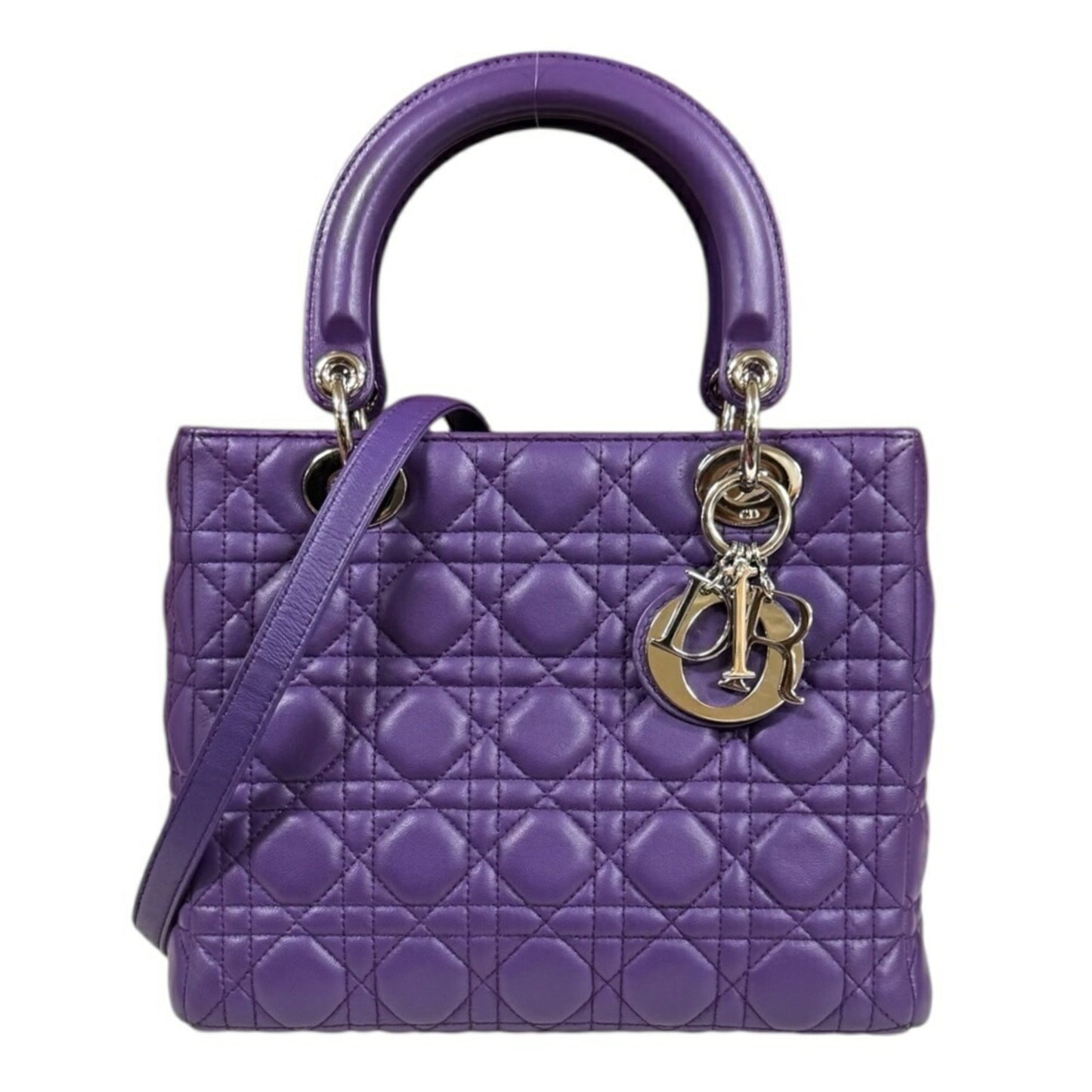 Christian Dior Lady Dior Purple Leather Shoulder Bag ()