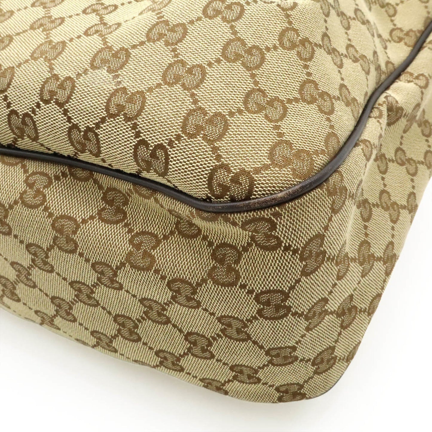Gucci Gg Canvas Brown Khaki Gg Canvas Leather Shoulder Bag Tote Bag ( )
