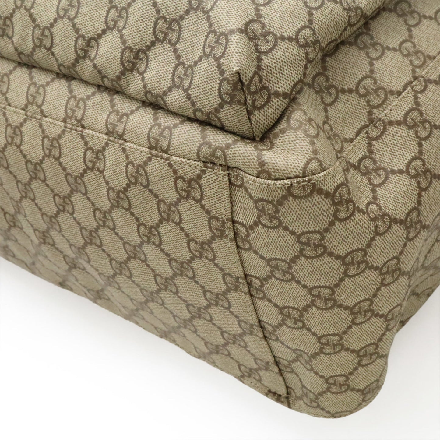 Gucci Beige Dark Brown Pvc Leather Boston Bag Tote Bag ( )