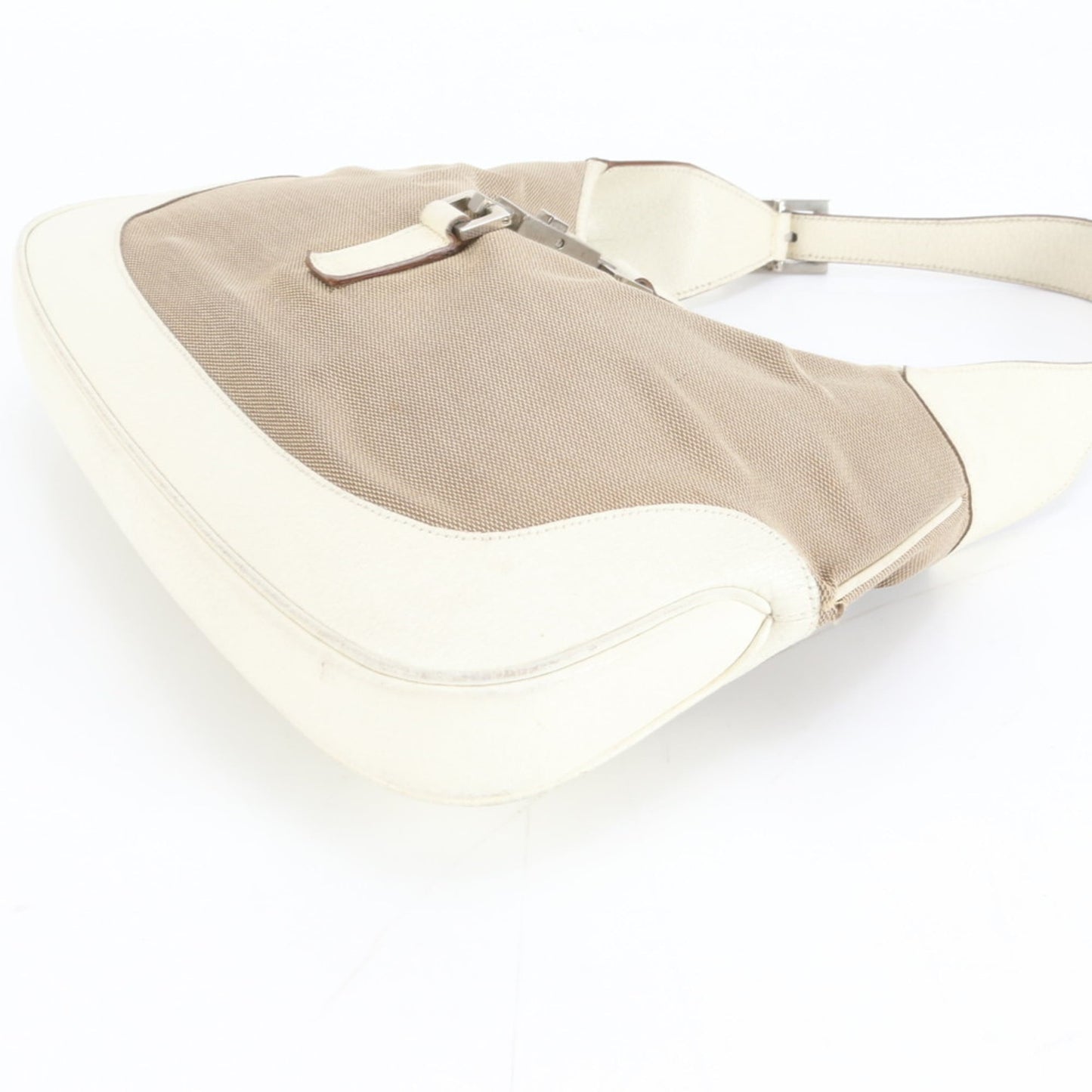 Gucci Beige Leather Canvas Shoulder Bag ( )