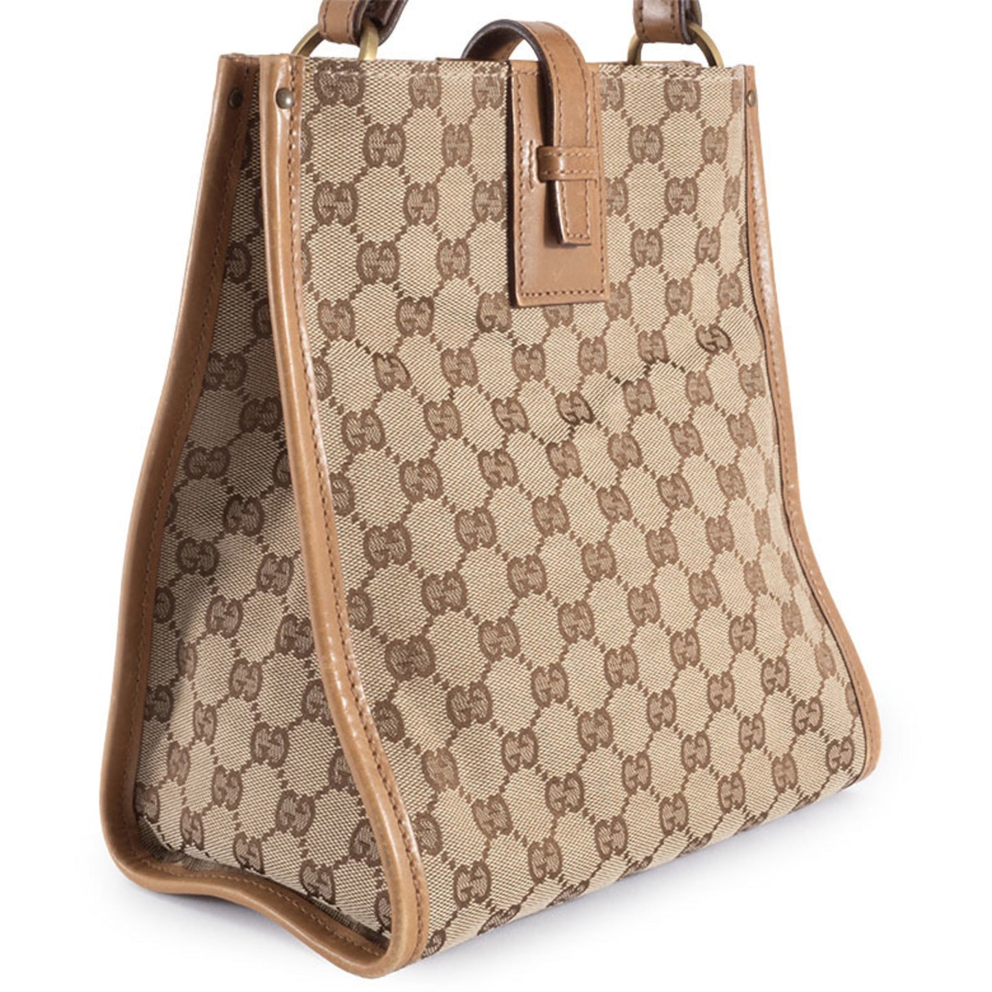 Gucci Gg Canvas Beige Brown Gg Canvas Leather Shoulder Bag ( )