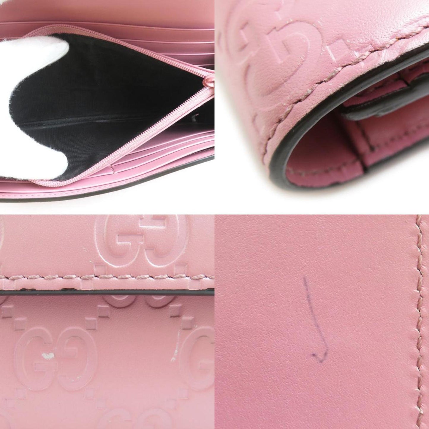 Gucci Pink Leather Long Wallet (Bi-Fold) ( )