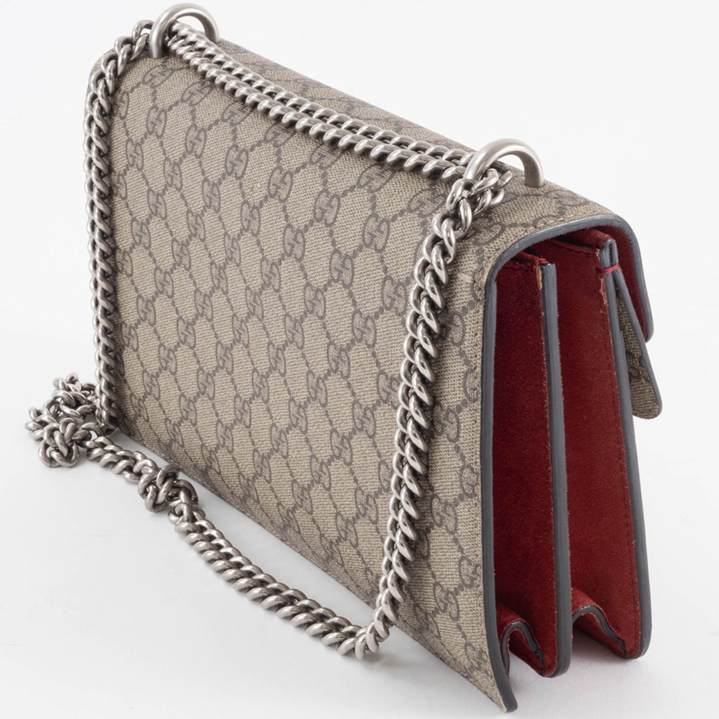 Gucci Beige Red Color Gg Supreme Leather Shoulder Bag ( )