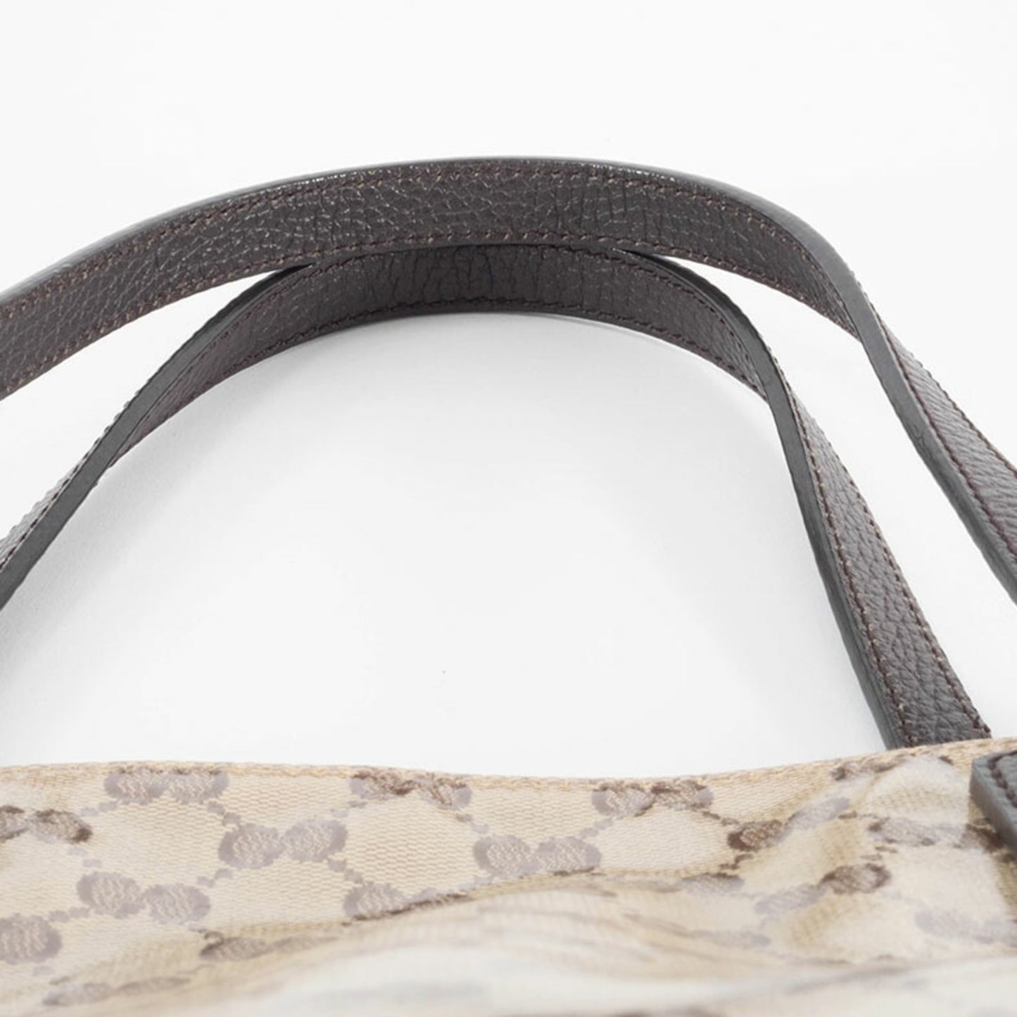 Gucci Beige Brown Pvc Canvas Leather Tote Bag ( )