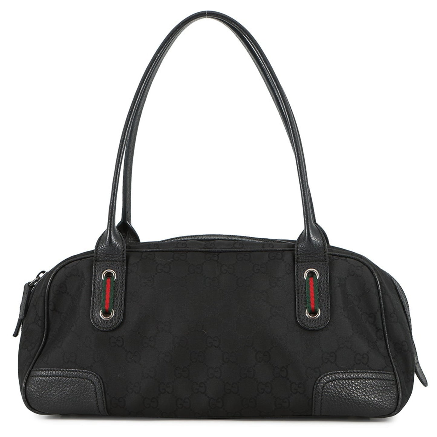 Gucci Sherry Line Black Nylon Leather Handbag ( )