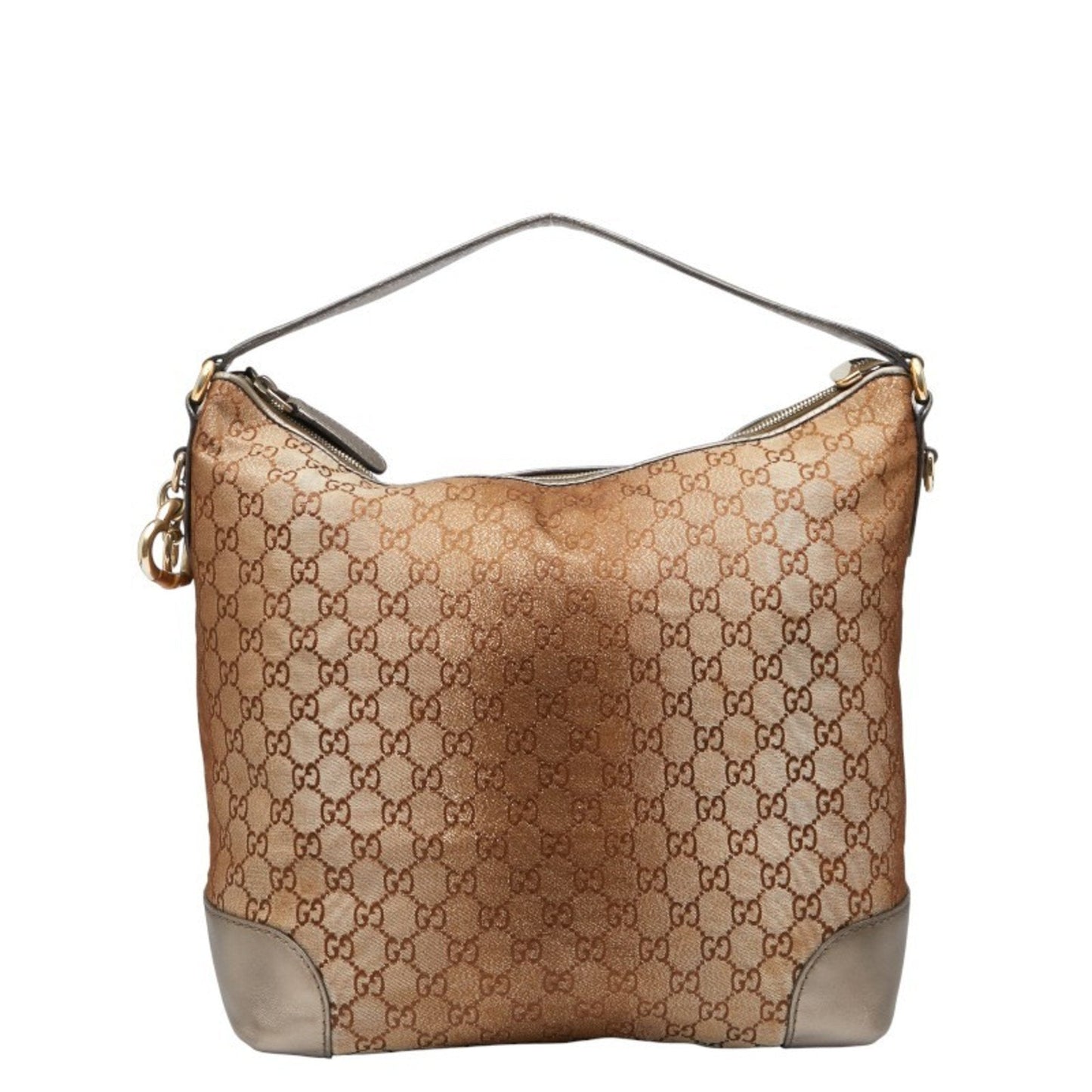 Gucci Brown Canvas Leather Shoulder Bag ( )