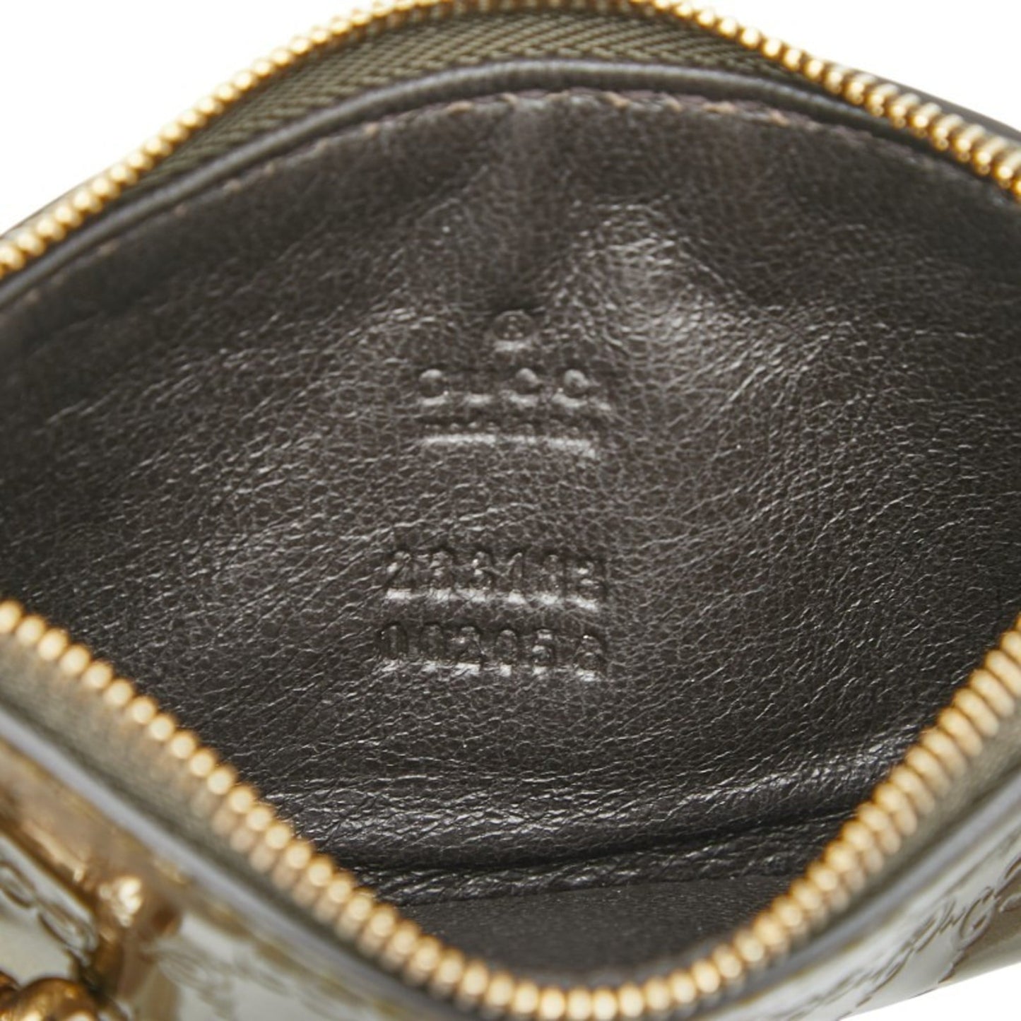 Gucci Gold Patent Leather Micro Gg Leather Coin Purse/Coin Case ( )