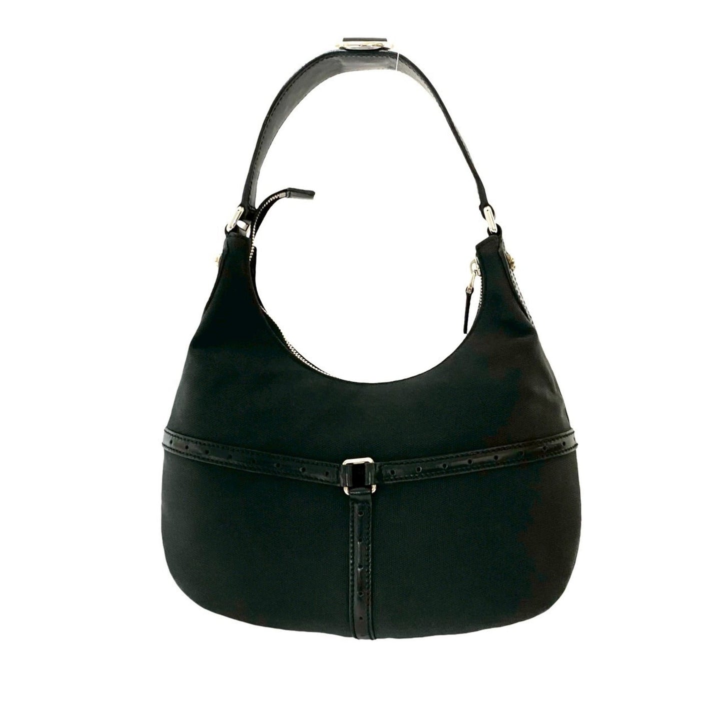 Gucci Black Leather Canvas Handbag Shoulder Bag ( )