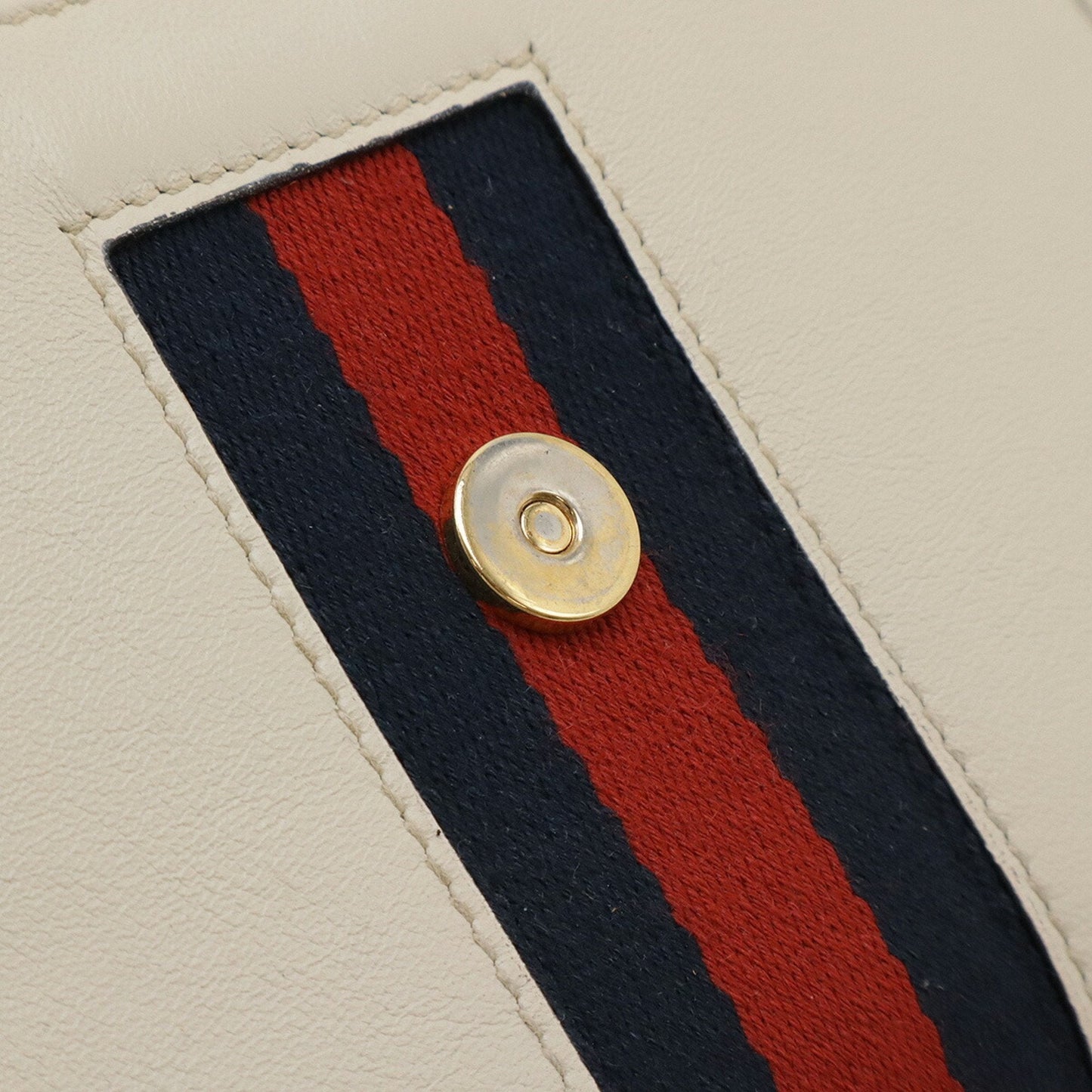Gucci Ivory Navy Red Color Leather Clutch Bag Shoulder Bag ( )
