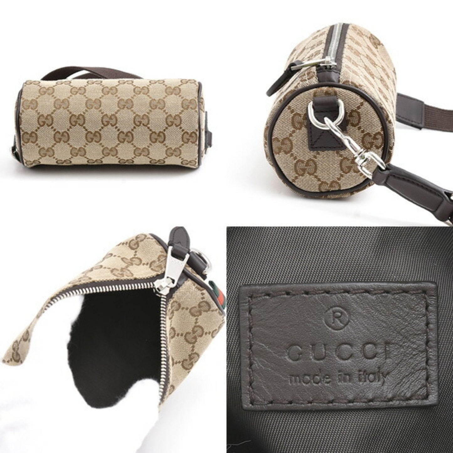 Gucci Gg Canvas Beige Brown Gg Canvas Leather Boston Bag Shoulder Bag ( )