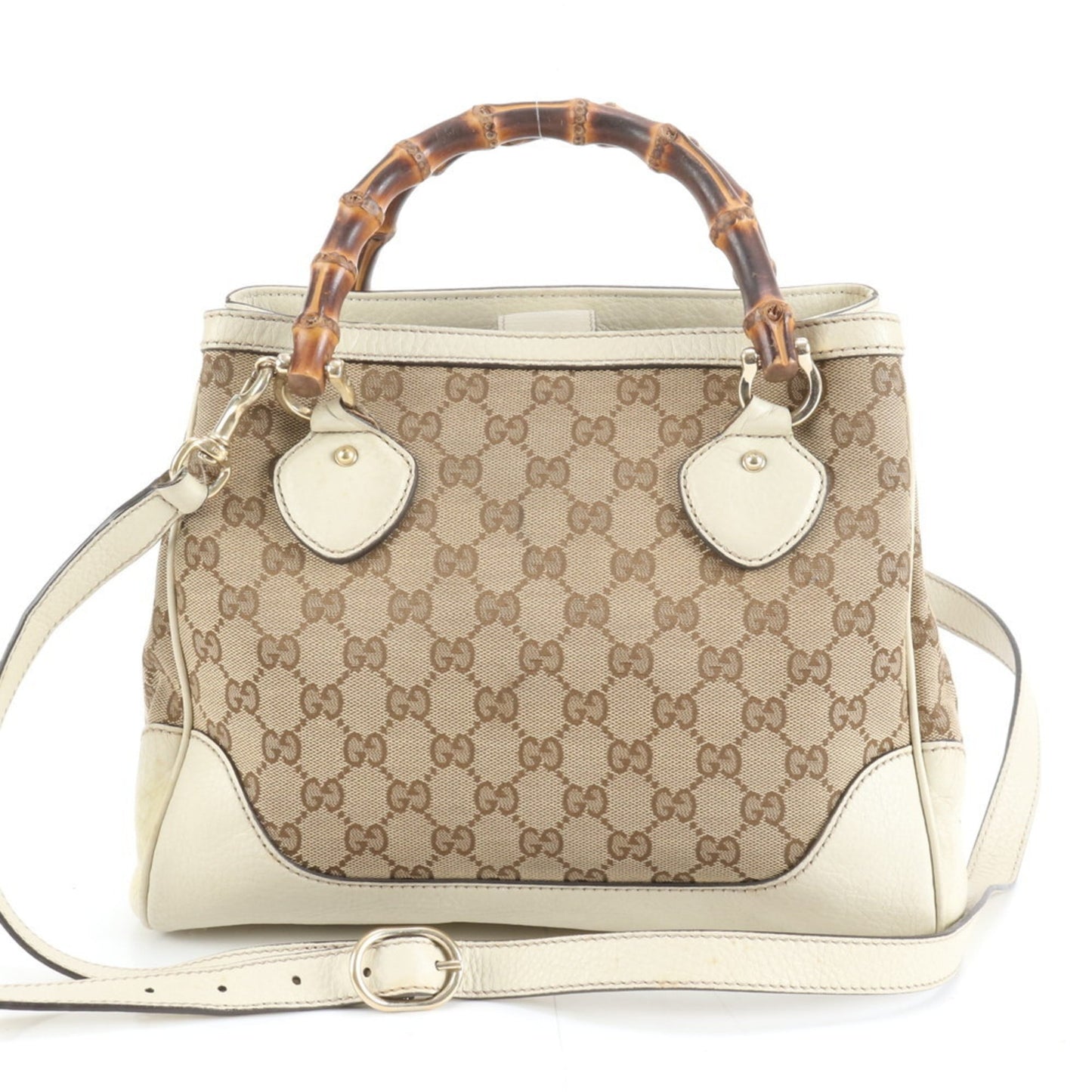 Gucci Beige Leather Canvas Shoulder Bag ( )