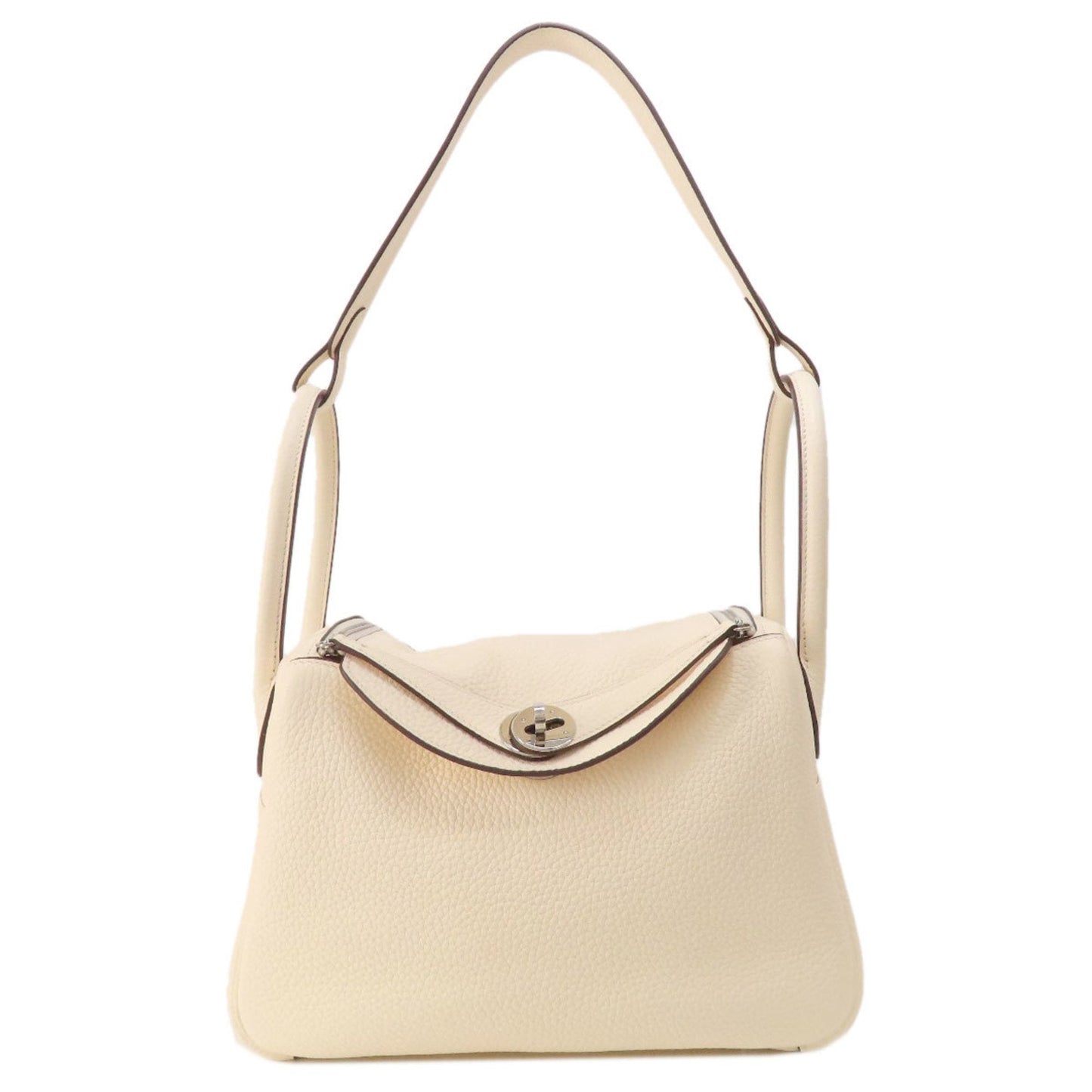 Hermes White Taurillon Clemence Leather Handbag ( )