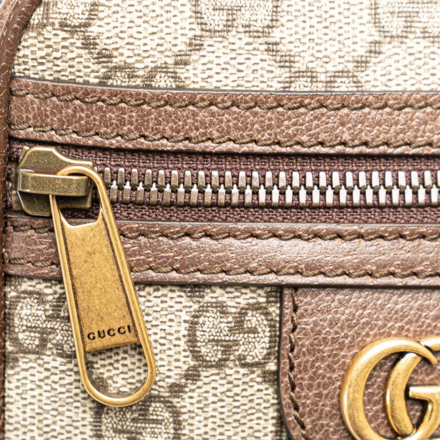 Gucci Sherry Line Beige Brown Pvc Leather Shoulder Bag ( )