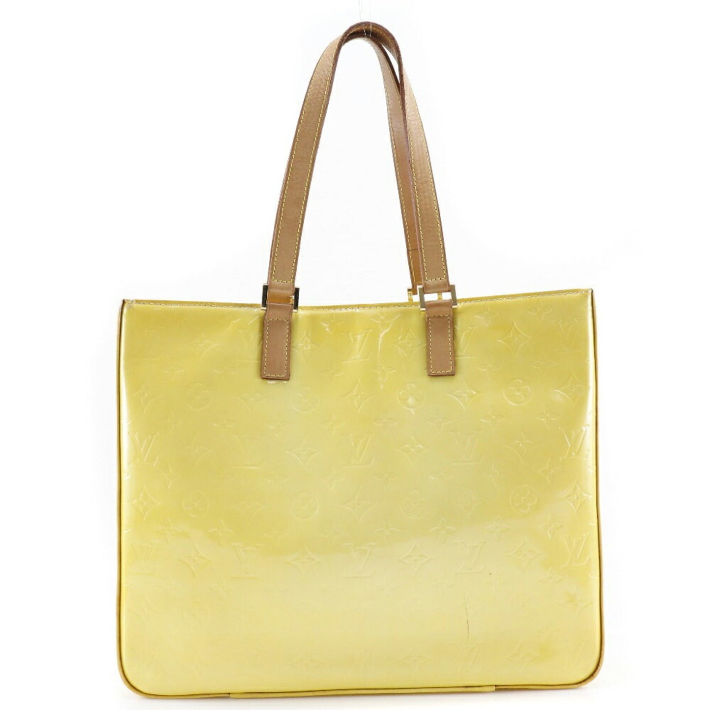 LOUIS VUITTON Columbus Tote Bag M91047 Monogram Verni Lime Yellow CA0979 Ladies