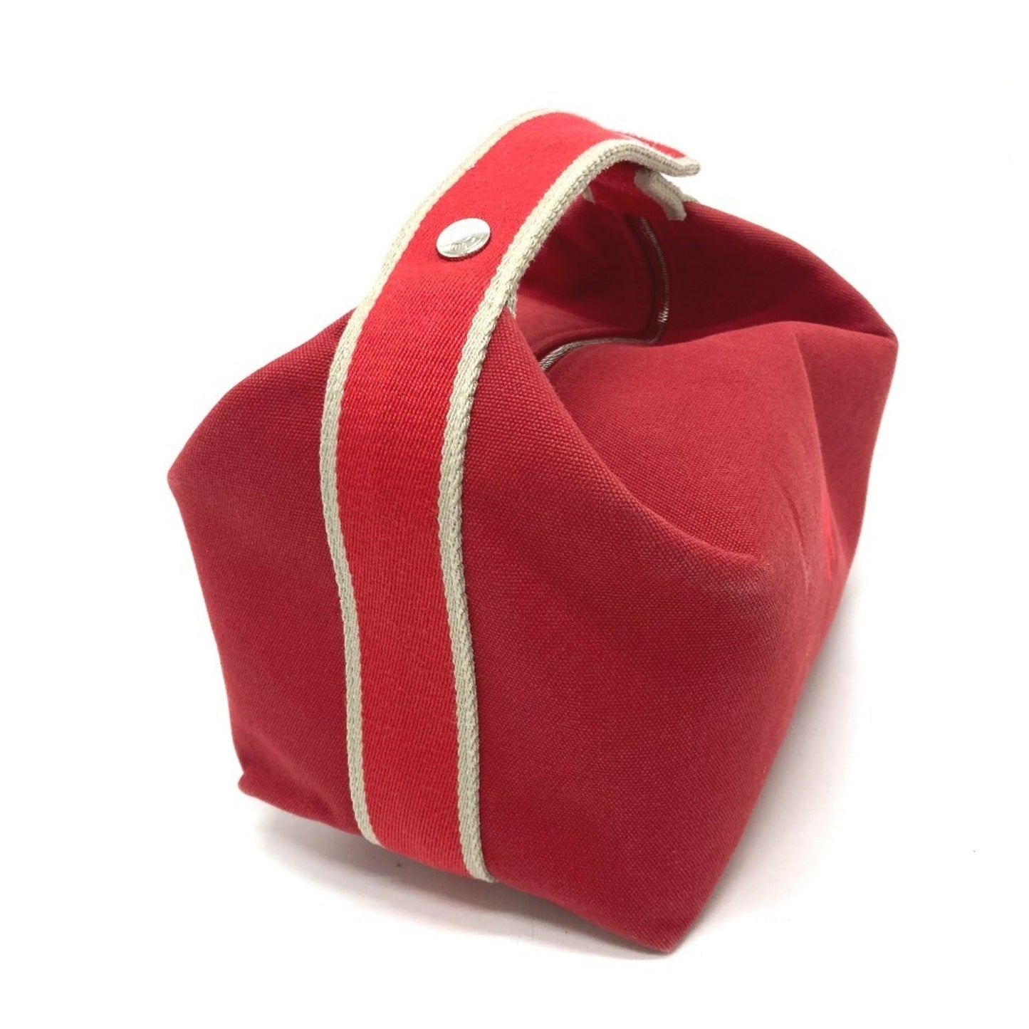Hermes Red Color Canvas Handbag Shoulder Bag Vanity Bag ( )