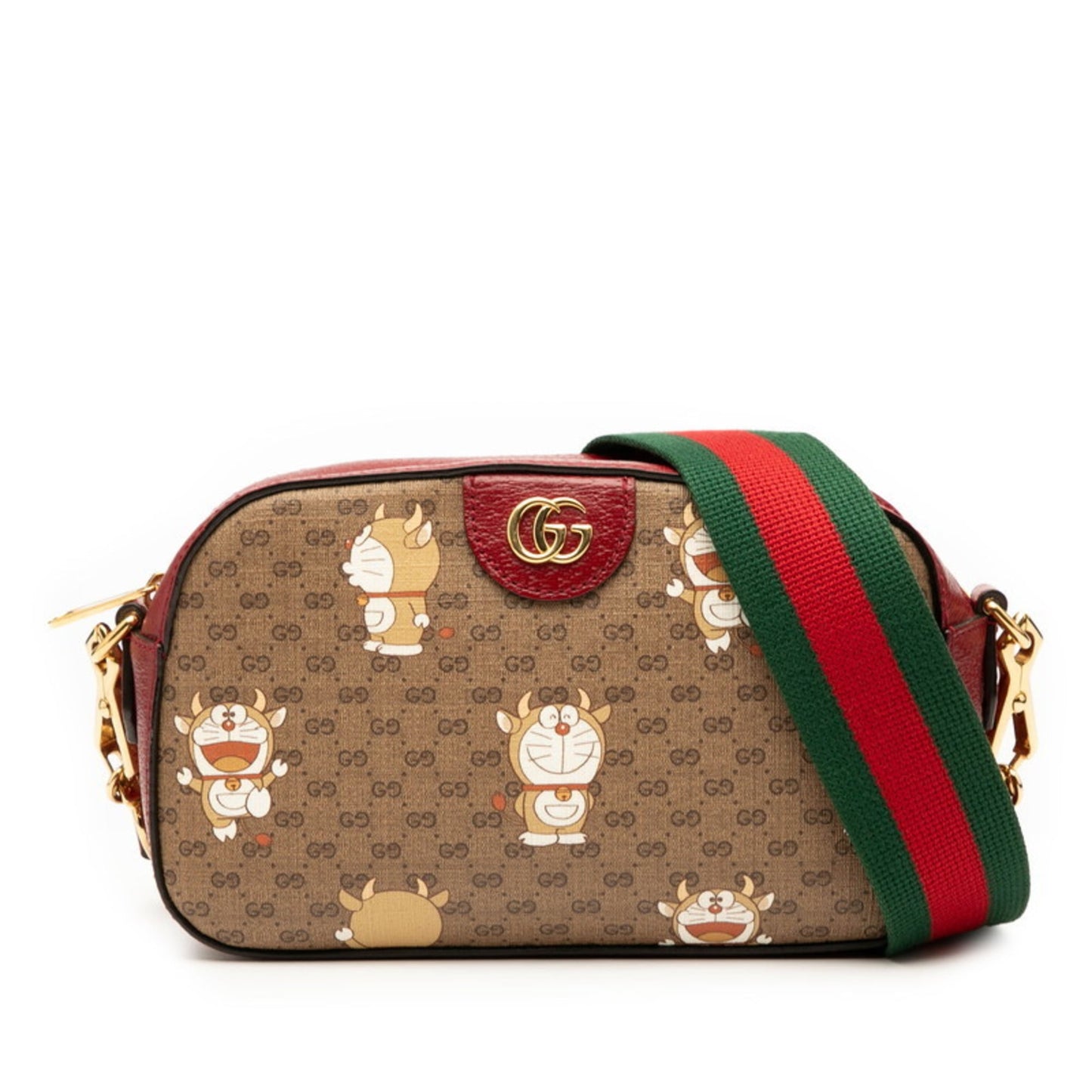 Gucci Brown Red Color Pvc Leather Shoulder Bag ( )